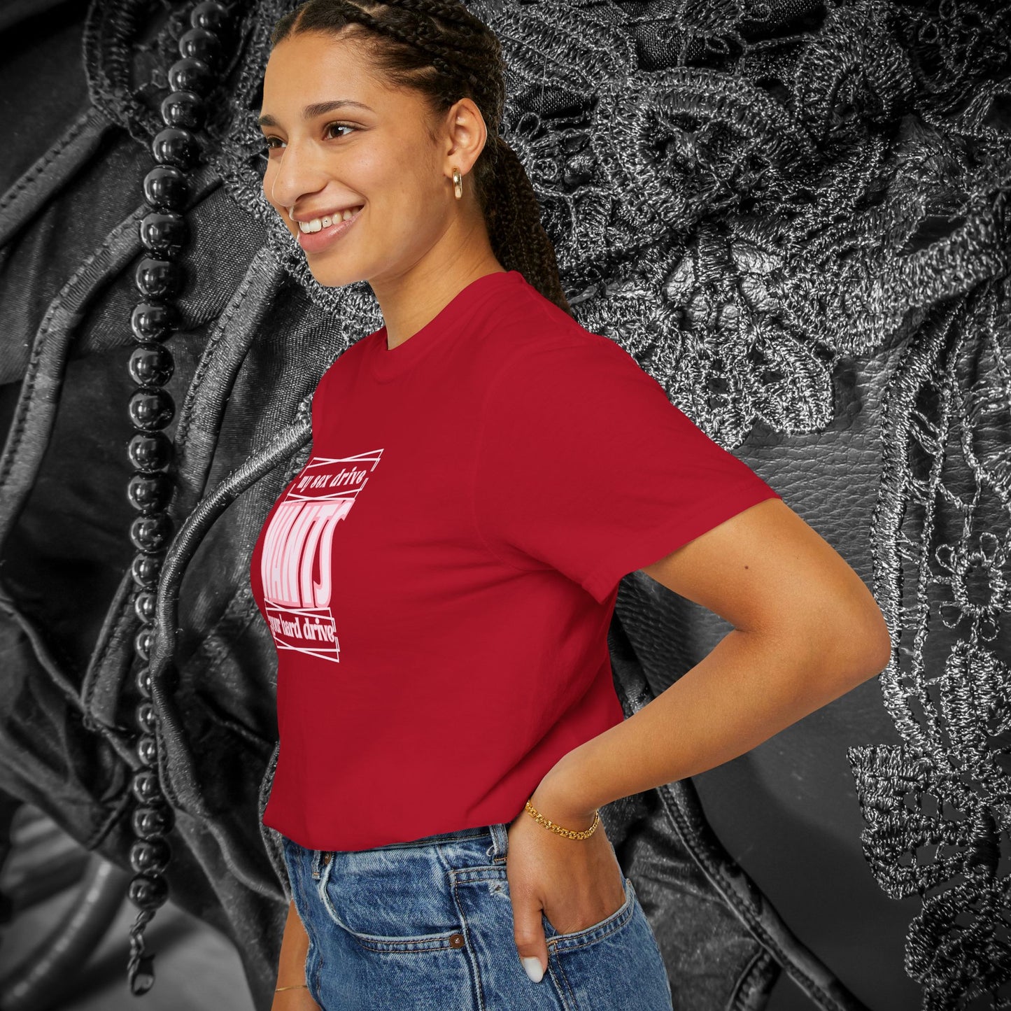 My Sex Drive Wants Your Hard Drive naughty suggestive women's t-shirt, fun adult apparel