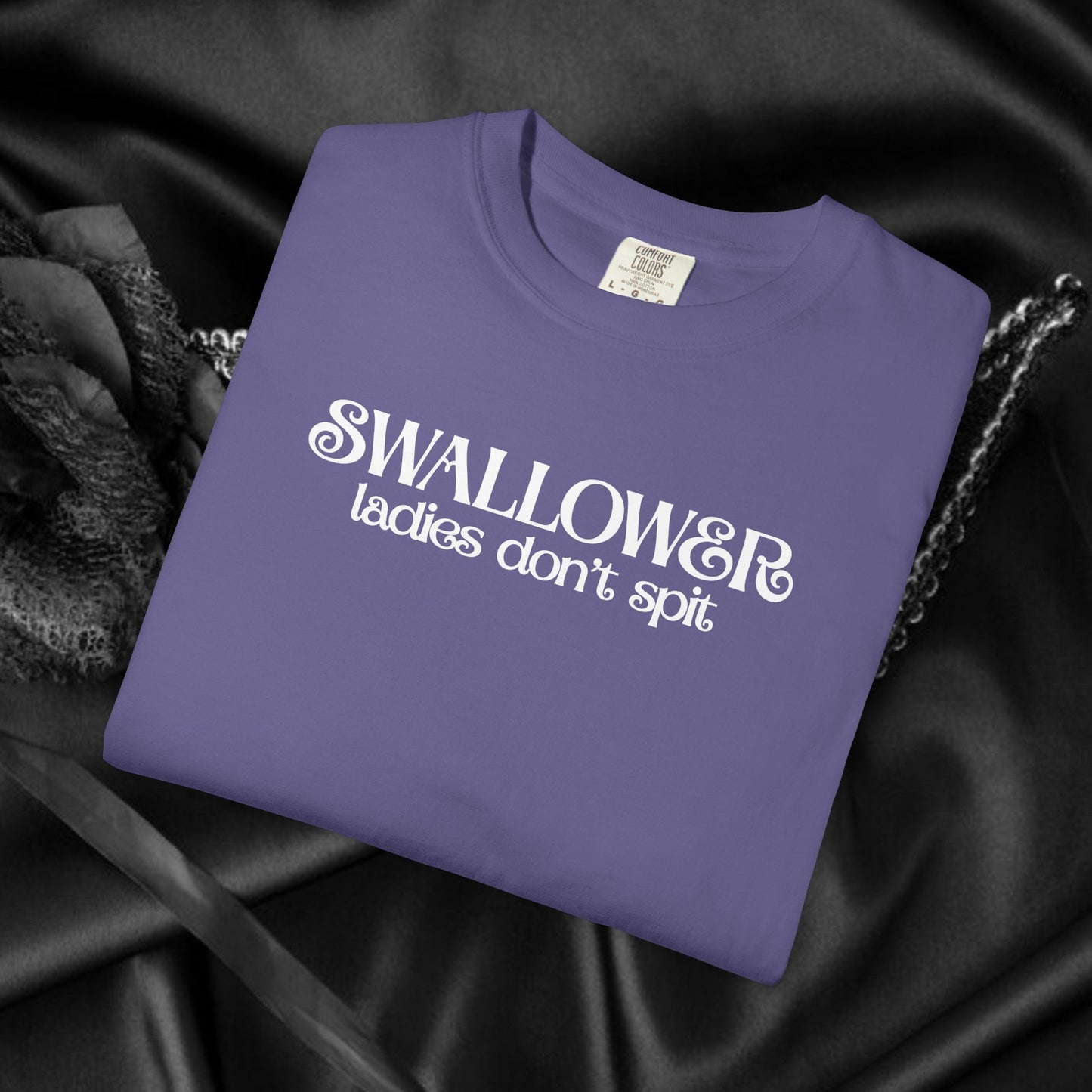 Naughty Swallower T-Shirt – Funny Oral Sex Tee for Women – Dirty Adult Humor Gift