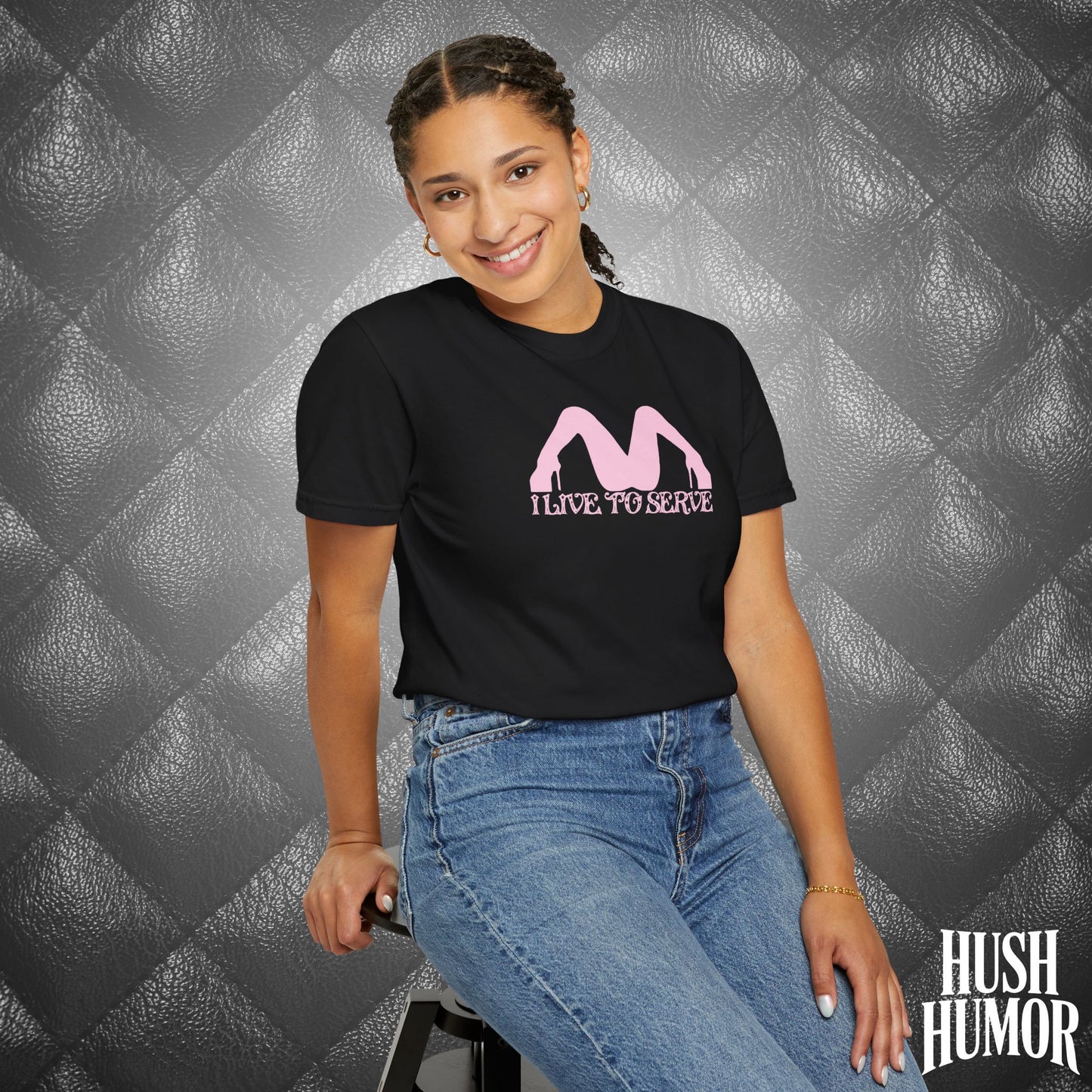I Live to Serve Submissive T-Shirt | BDSM Kink Shirt for Women Pink graphic tee