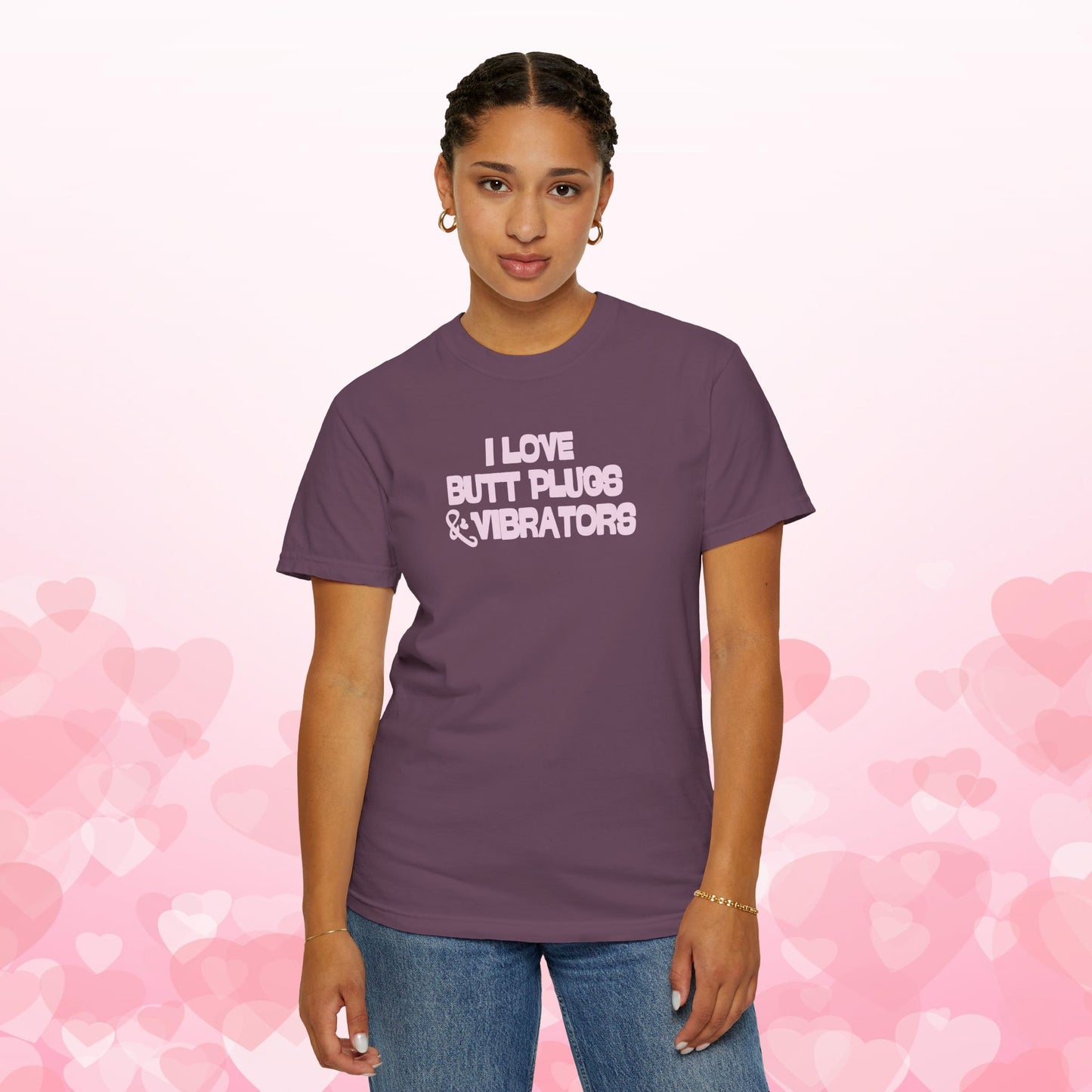 Naughty Women's Comfort Colors T-shirt, Funny Butt Plug & Vibrator Tee, Risque Party Apparel