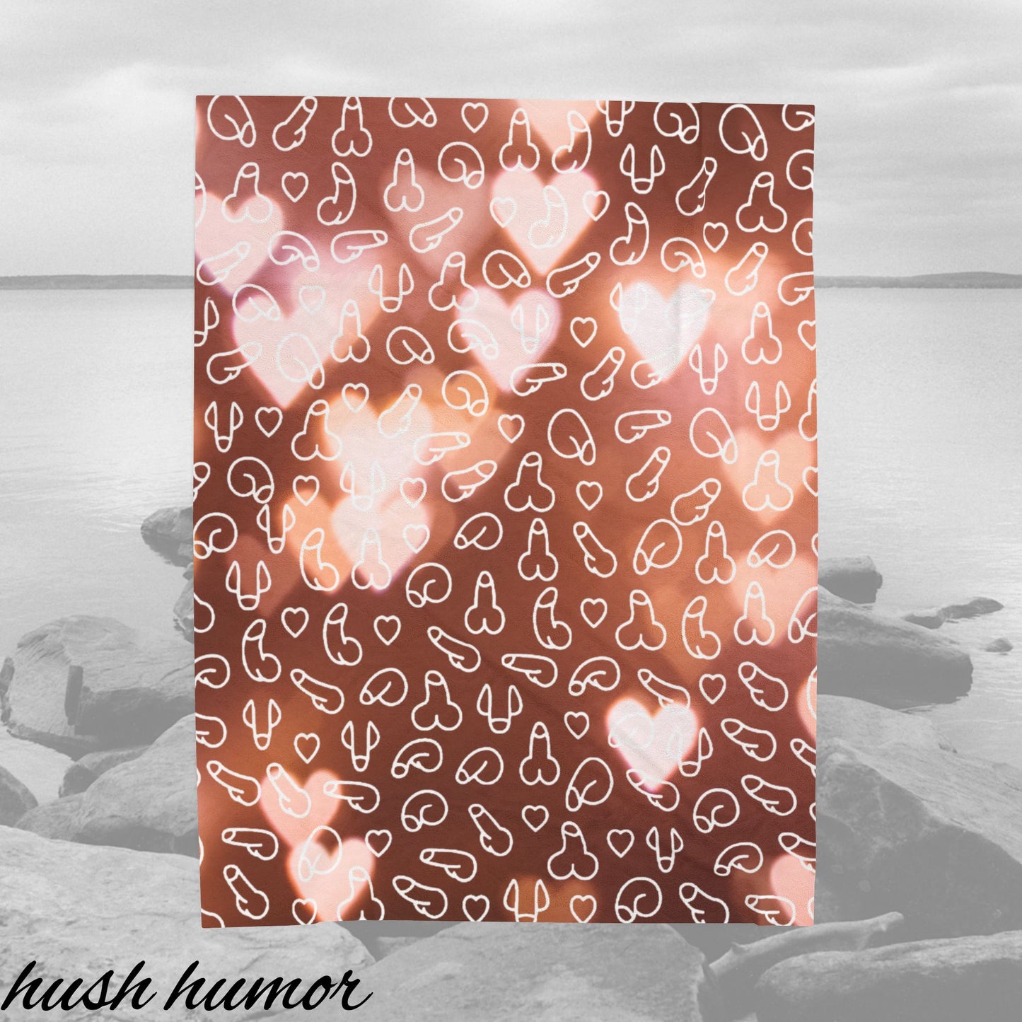 Soft Plush penis and glowing hearts blanket humorous cozy d*ck blanket gag gift soft warm dong throw