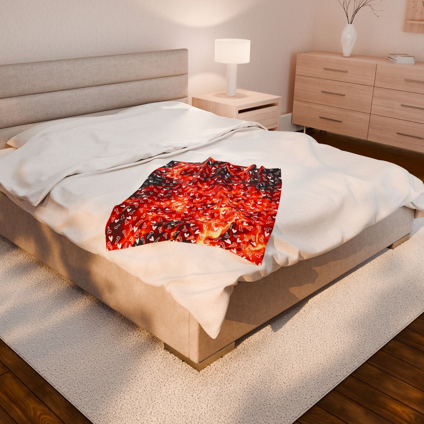 Firey Penis Plush blanket humorous gift cozy d*ck blanket gag gift Soft warm Dong Throw