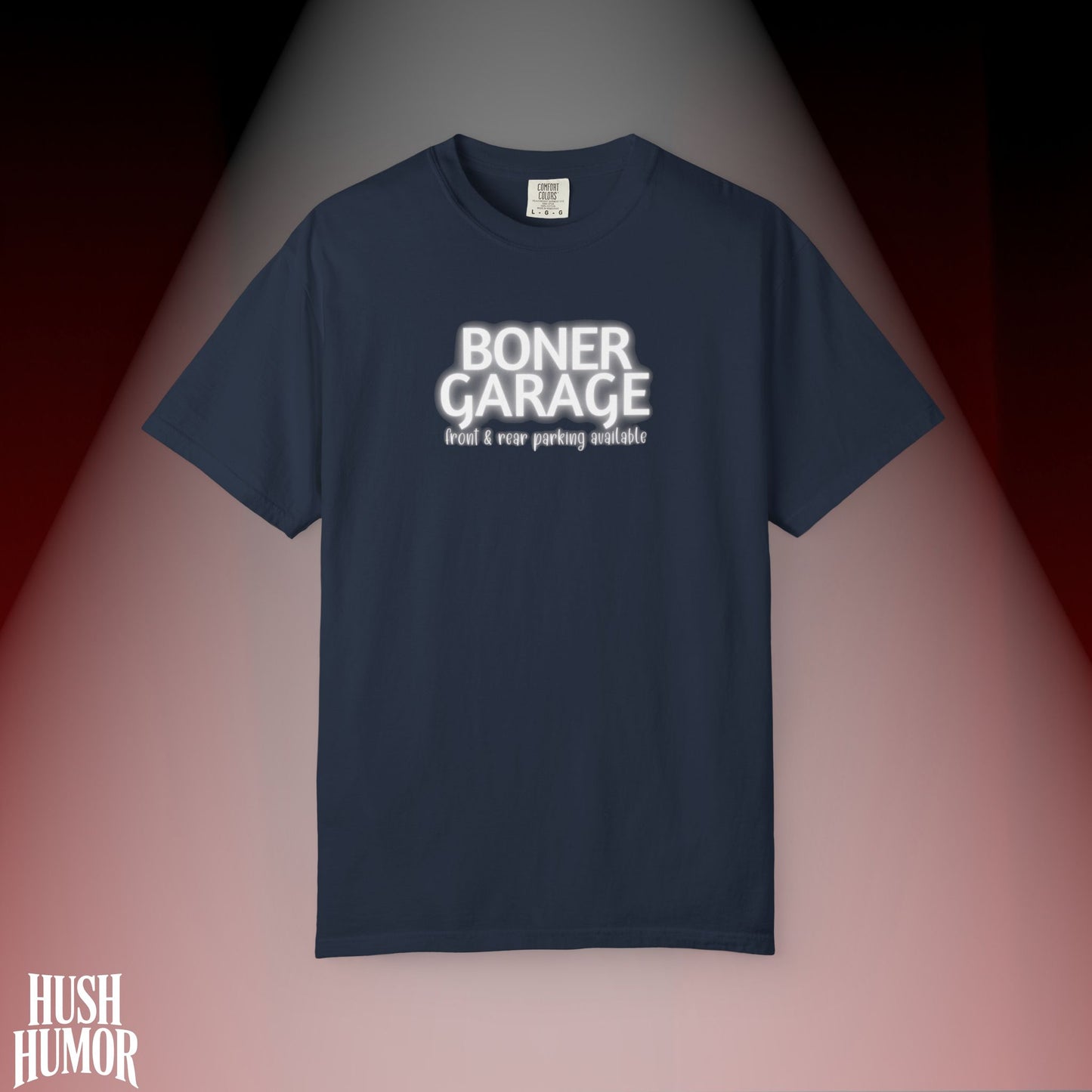 Boner Garage T-Shirt | Funny Naughty Graphic Tee for Women | Raunchy Dirty Suggestive Shirt | NSFW Inappropriate Sex Humor Shirt