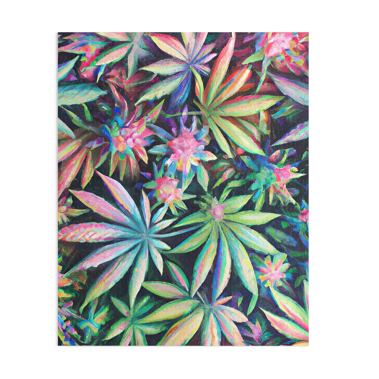 Vibrant Leaf Puzzle – Trippy Pastel Print for Chill Vibes | Gift-Ready Fun for Artsy Minds