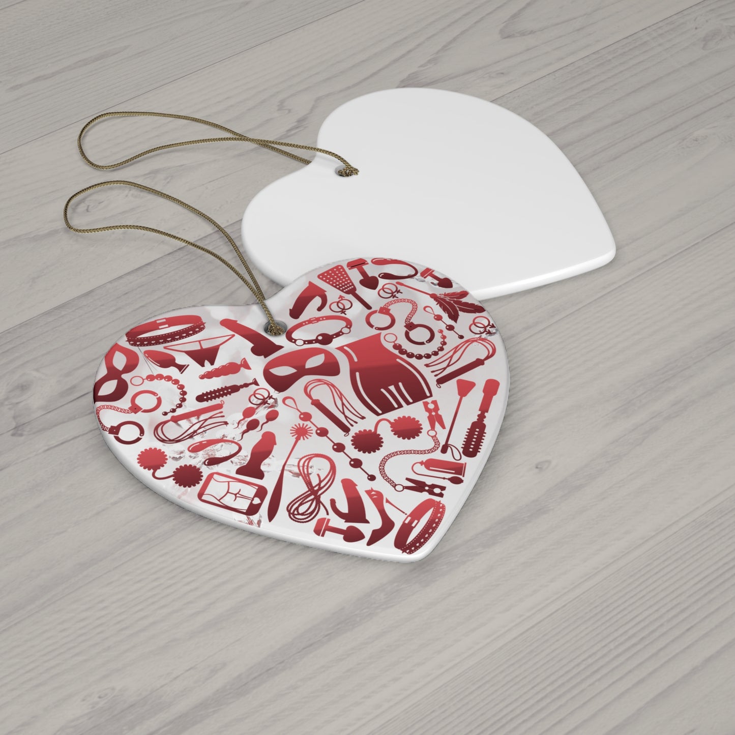Naughty BDSM Ornament – White & Red (Festive AF Edition)