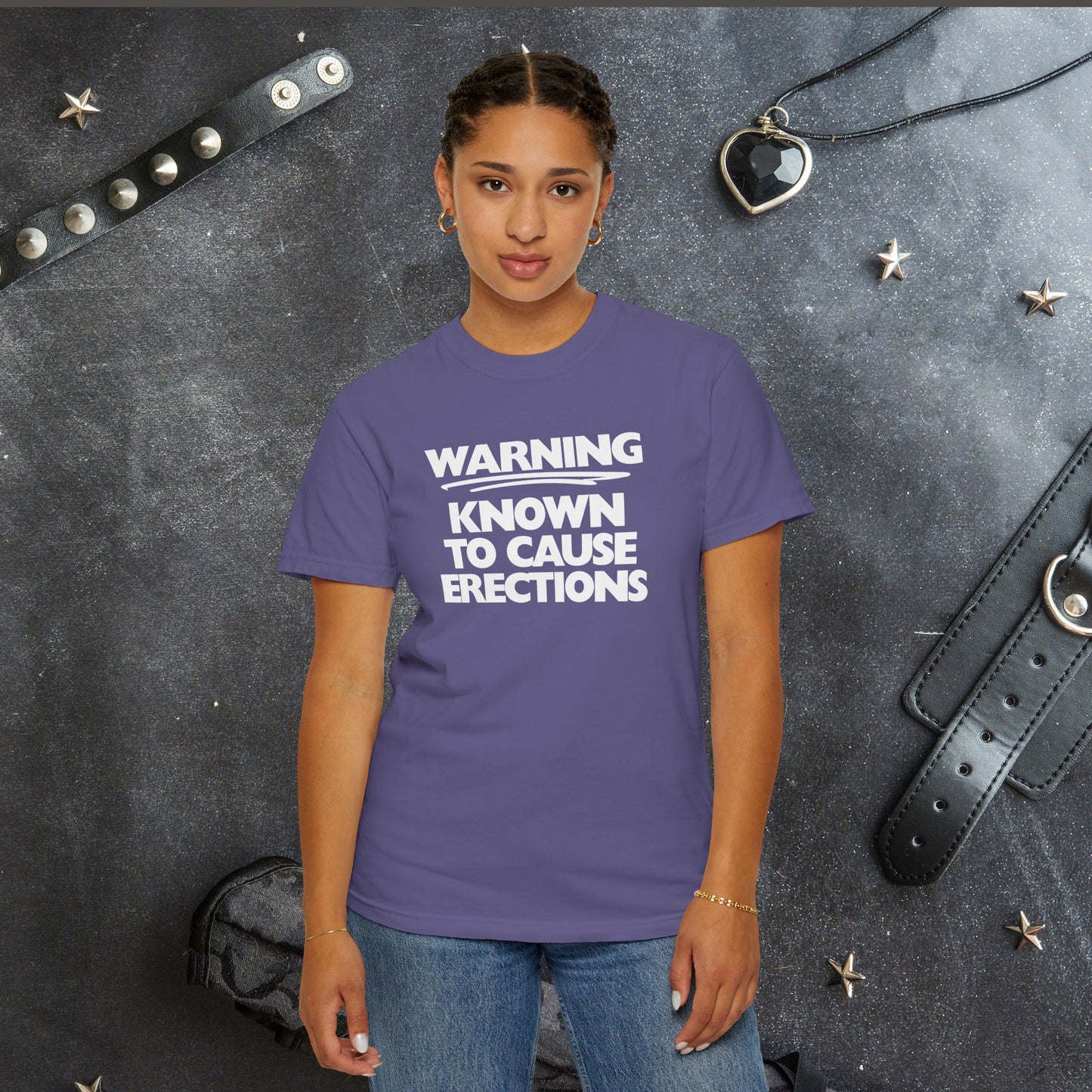 Naughty Shirt – WARNING Known to Cause Erections Adult Garment-Dyed Comfort Colors Tee