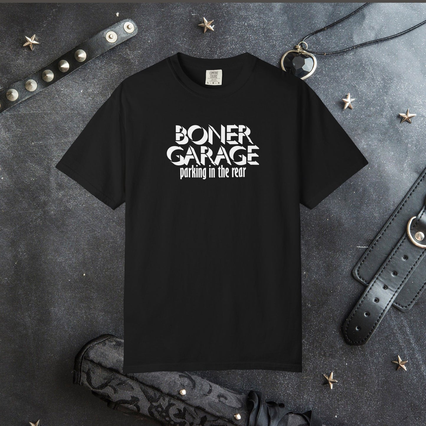 Boner Garage Parking in the Rear Naughty Women’s T-Shirt – Offensive Summer Party Tee, Funny Hot Mom Gift
