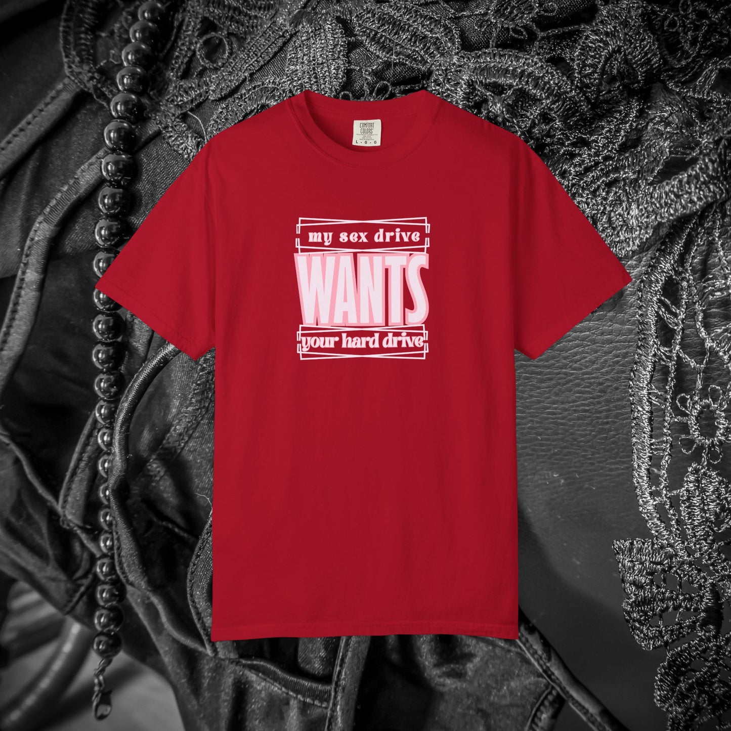 My Sex Drive Wants Your Hard Drive naughty suggestive women's t-shirt, fun adult apparel