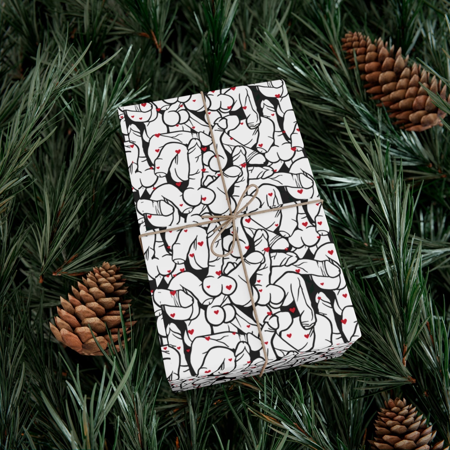 Black & White Penis Wrapping Paper – Funny Adult Willy Gift Wrap, Cute C*ck Gag Gift Paper
