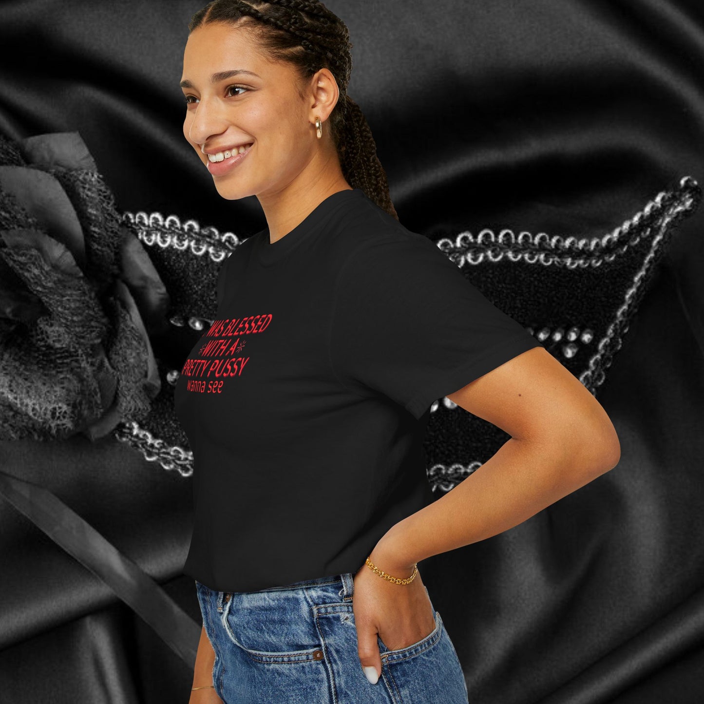 I Was Blessed With a Pretty P*ssy T-Shirt – Naughty Girl P*ssy Power MILF Shirt, Adult Humor Party Tee