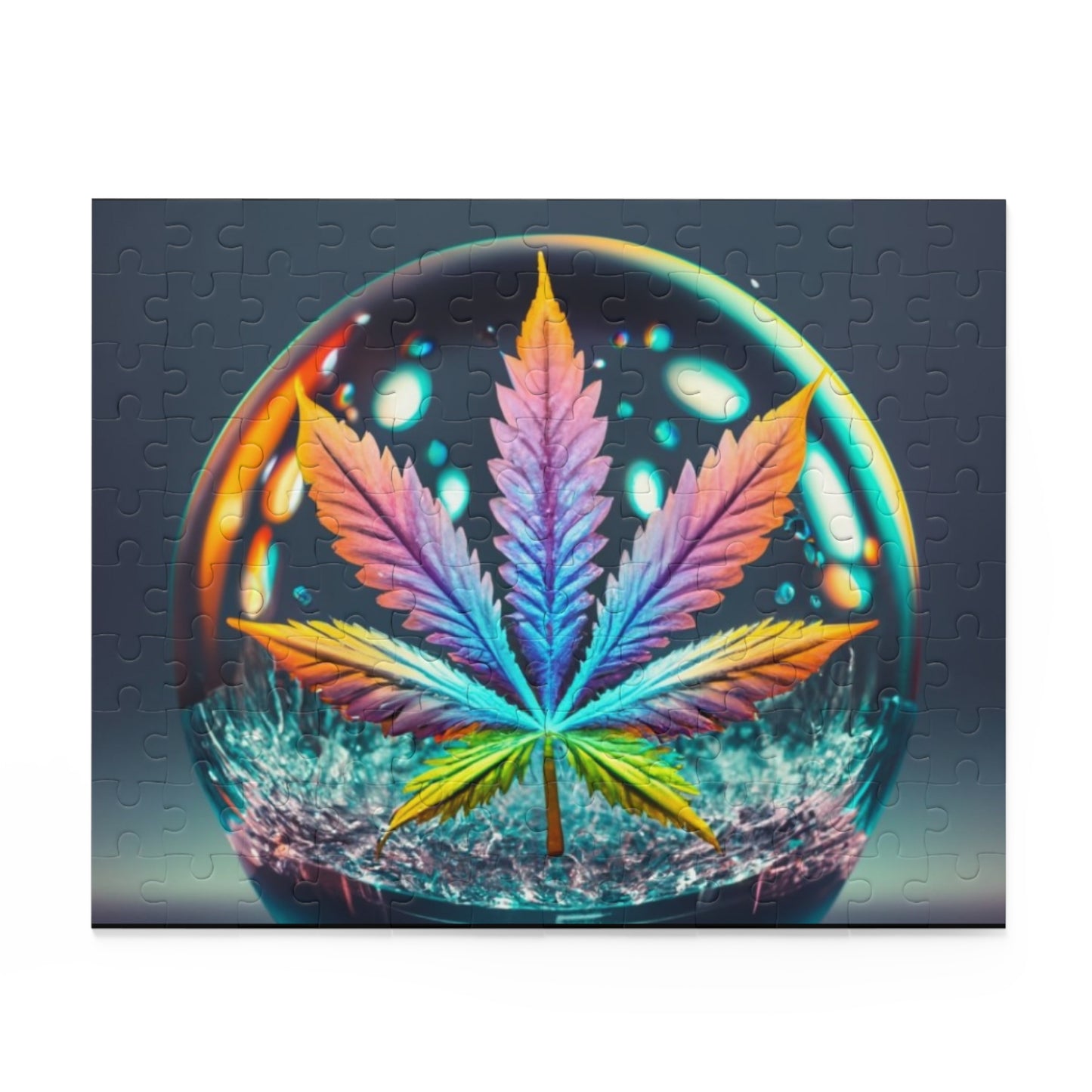 Psychedelic Leaf Tripping in a Glass Orb – Vibrant Adult Jigsaw Puzzle