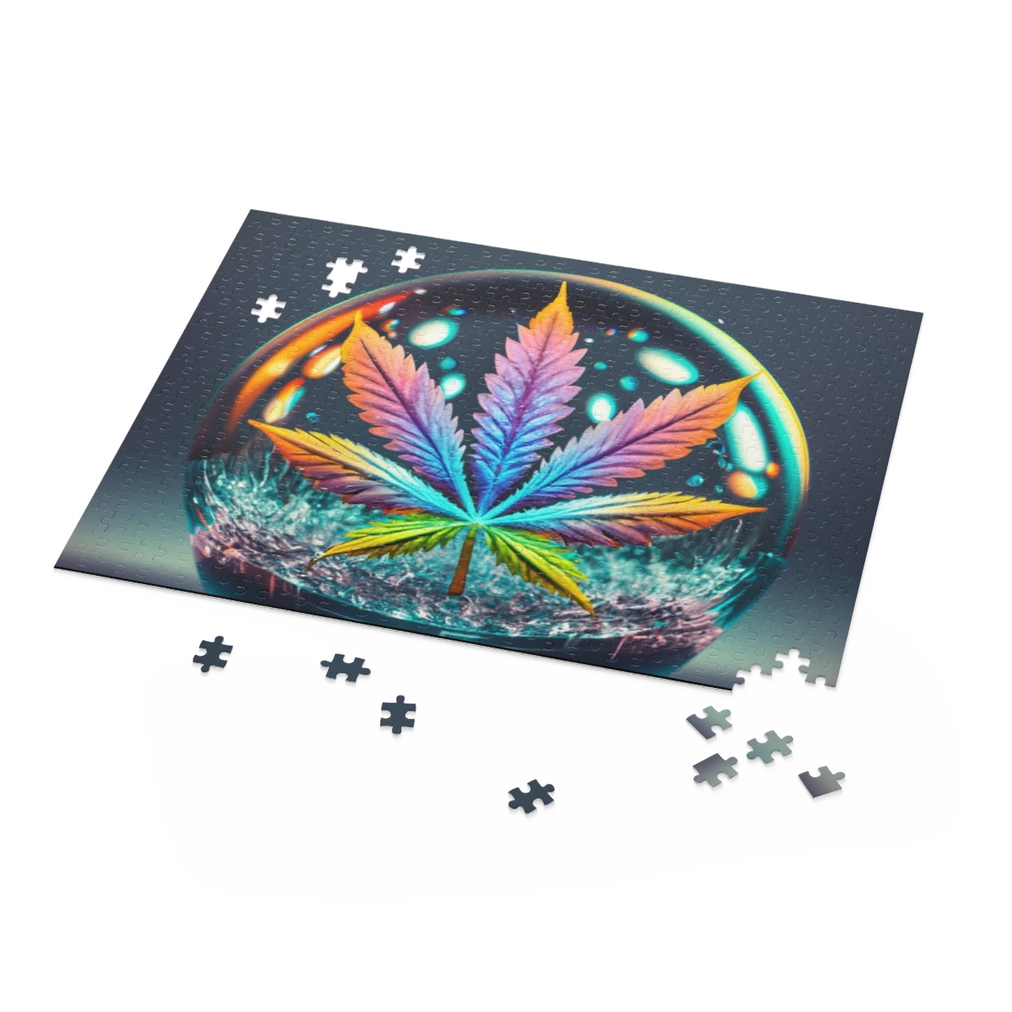 Psychedelic Leaf Tripping in a Glass Orb – Vibrant Adult Jigsaw Puzzle