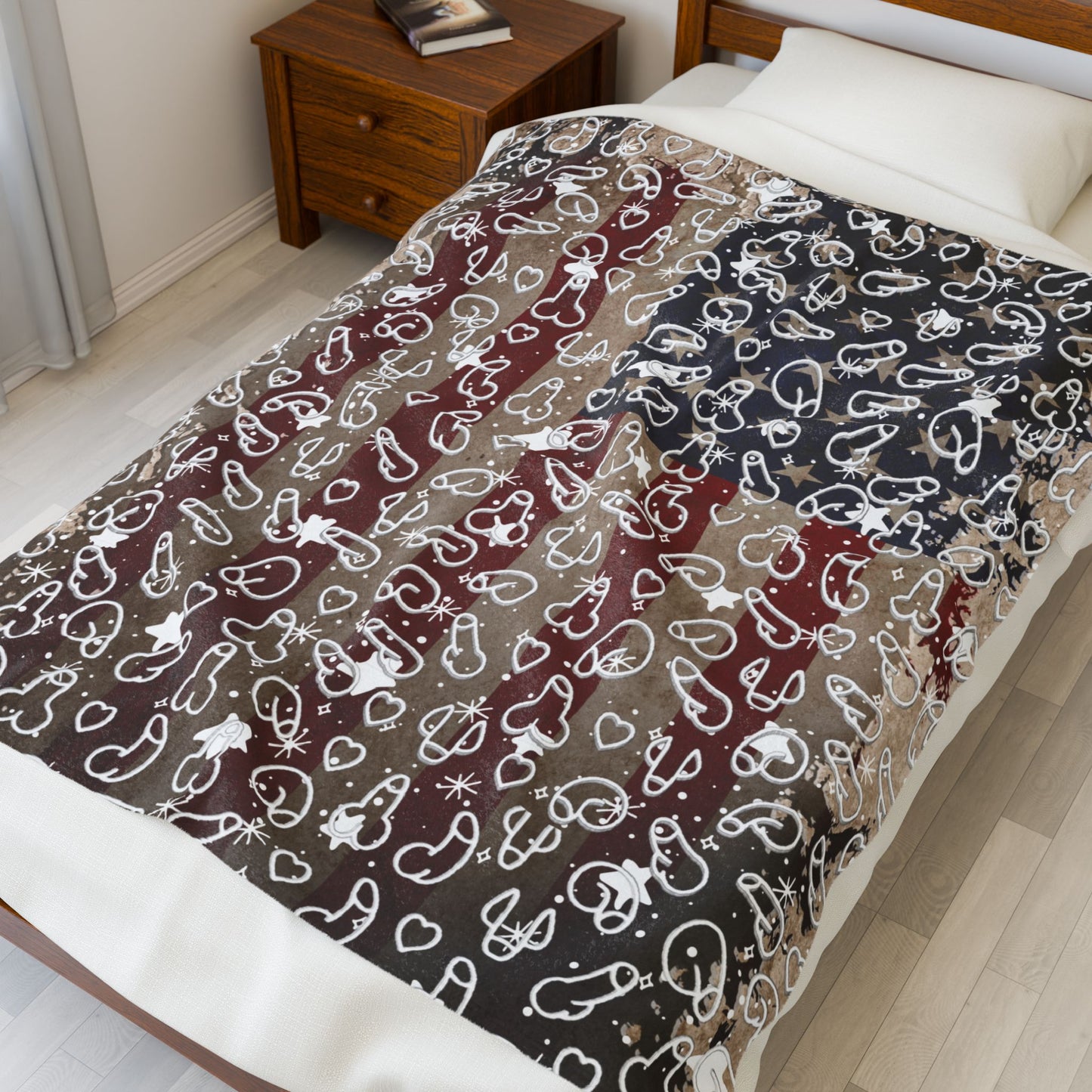 Distressed US Flag Penis Blanket Gift, Adult Gift, Naughty Penis Gift, Vintage Flag Penis Blanket Gift, Rude gifts