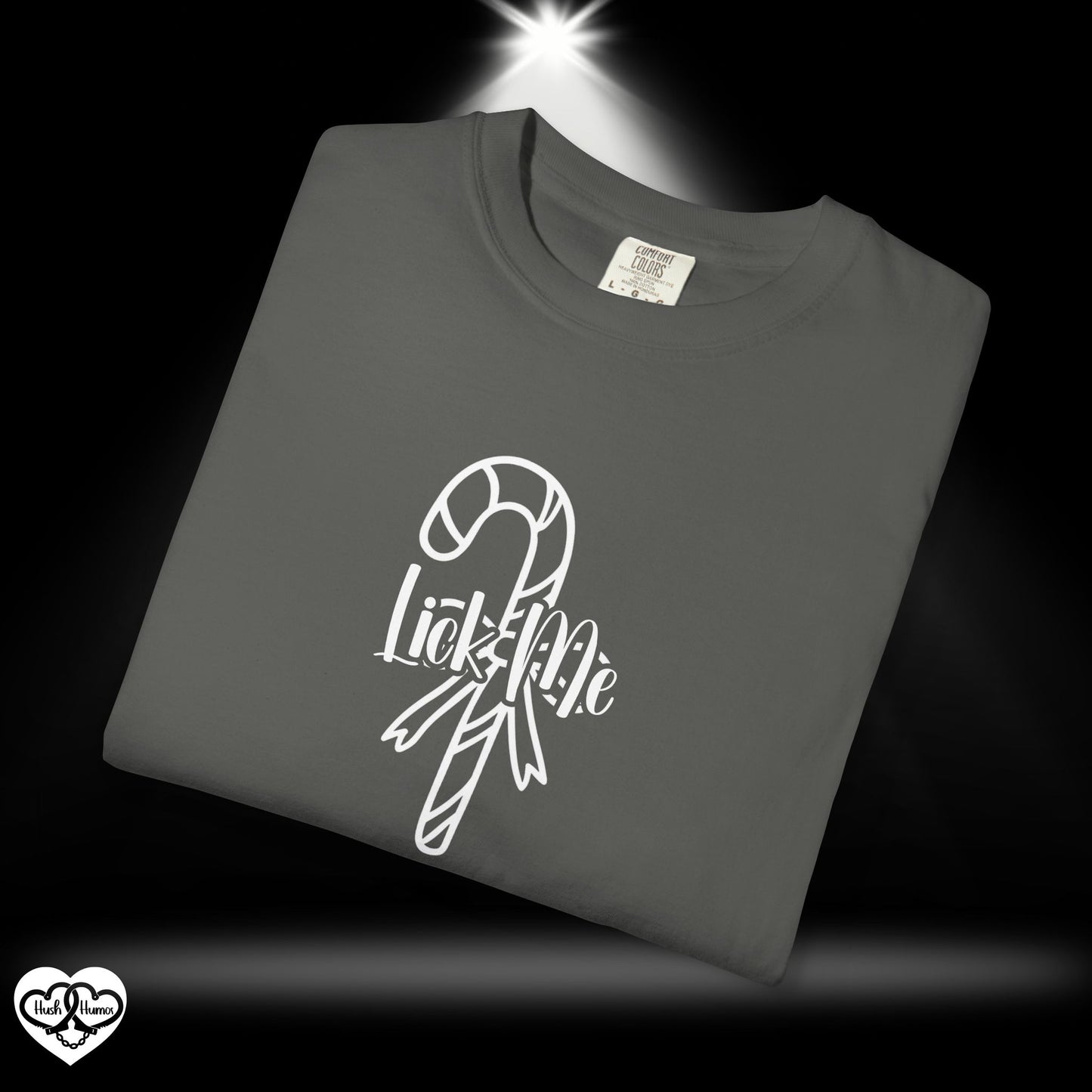 Lick Me Naughty Candy Cane Christmas Tee – Funny Adult NSFW Holiday Party Shirt
