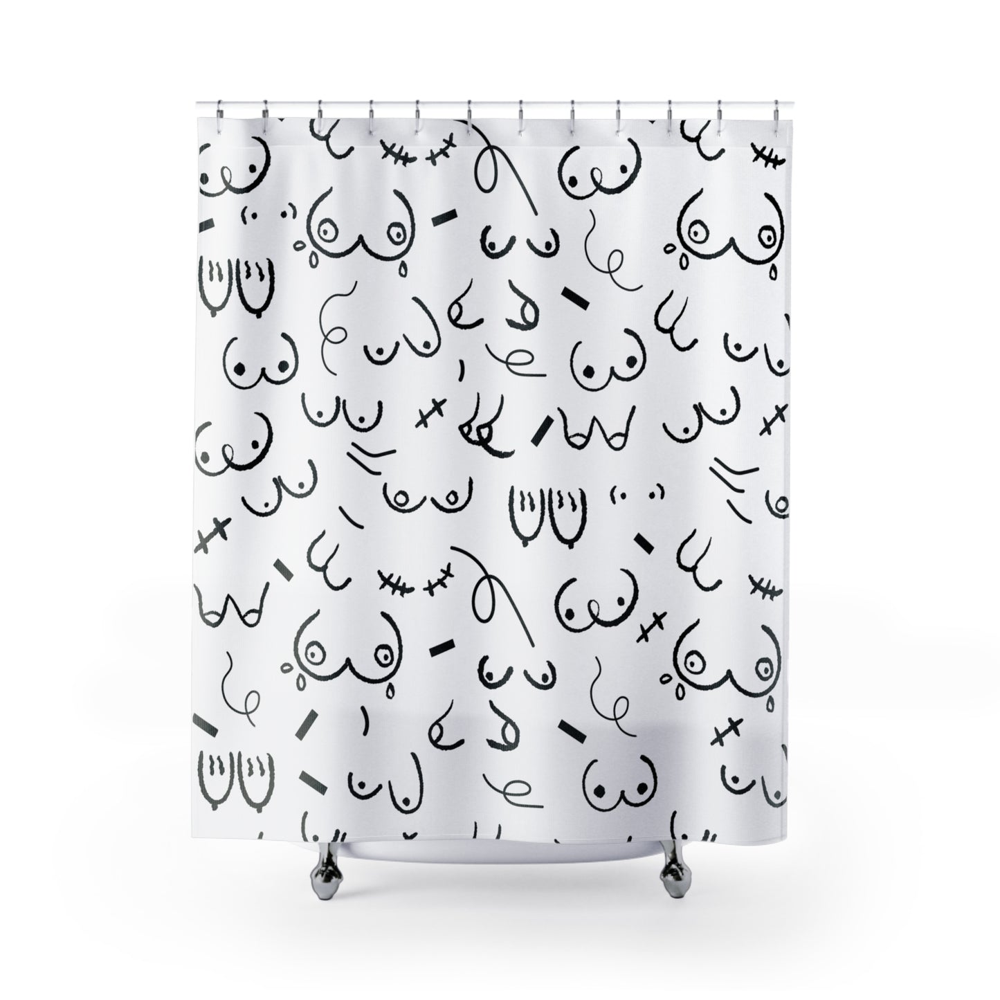 Boobs Shower Curtain – Funny Modern Bathroom Decor, Aesthetic Titty Shower Curtain