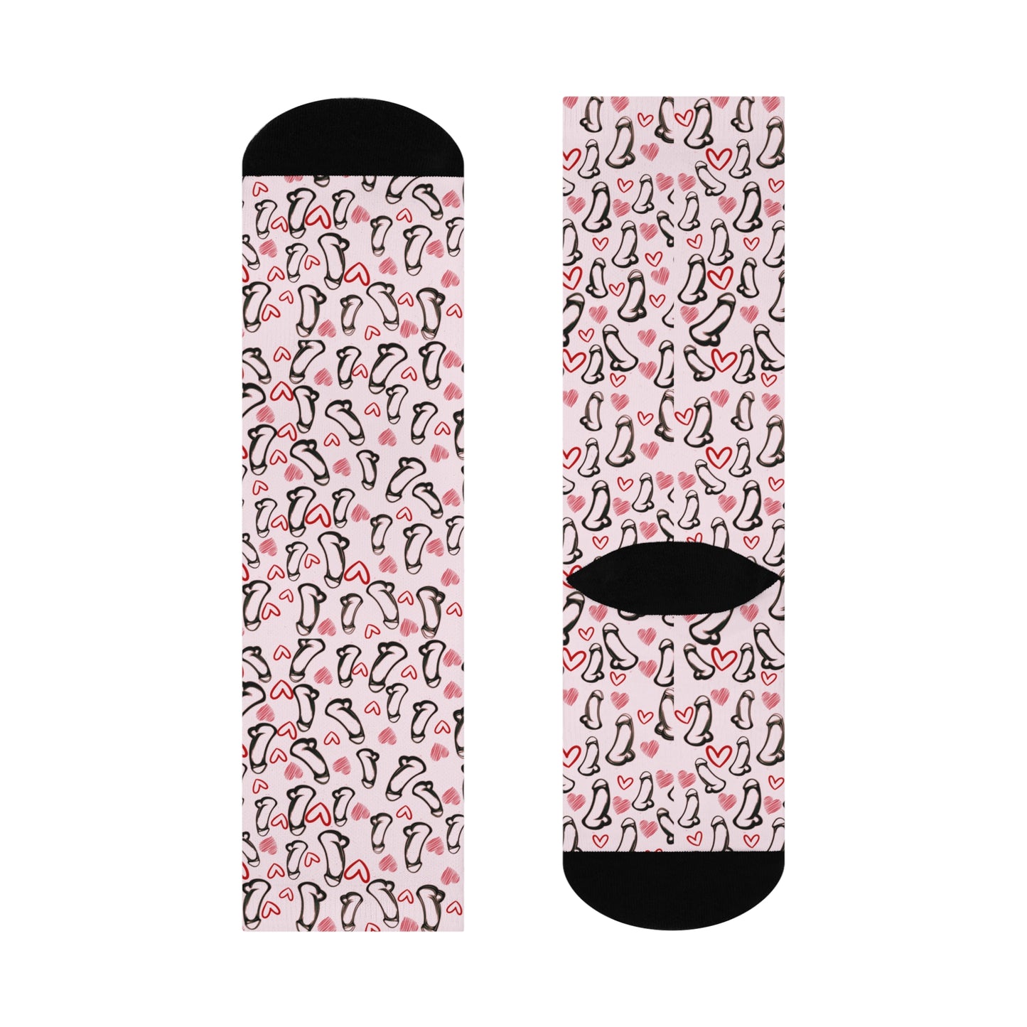 Cheeky Funny Penis Socks, Naughty Hearts & C*cks Crew Socks – Funny Gag Gift, Rude Novelty Socks, Quirky Adult Humor for Valentine’s Day or Holidays