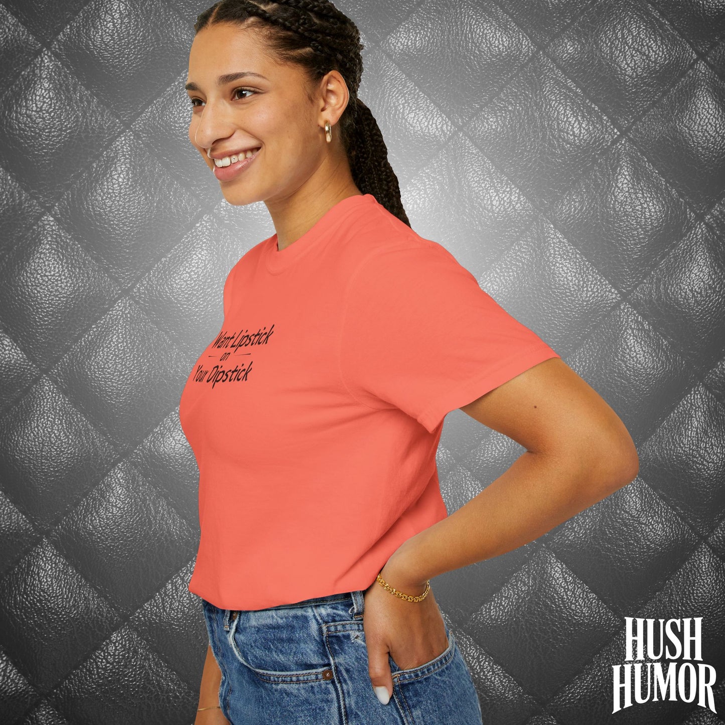Lipstick on Your Dipstick T-Shirt | Naughty fun Oral Skils Tee for Women | Dirty Funny Sex Shirt | Inappropriate Bold Adult Party Apparel