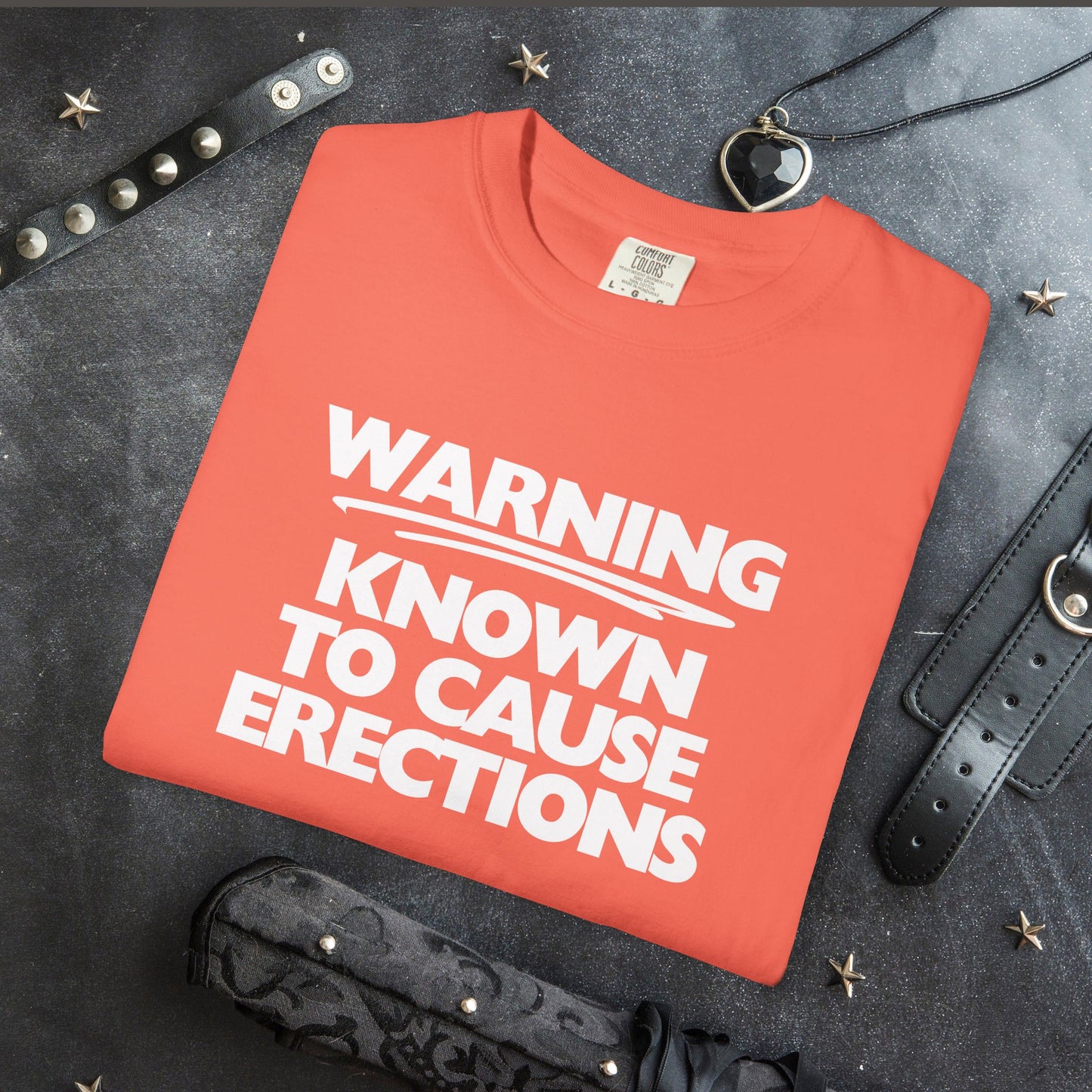 Naughty Shirt – WARNING Known to Cause Erections Adult Garment-Dyed Comfort Colors Tee