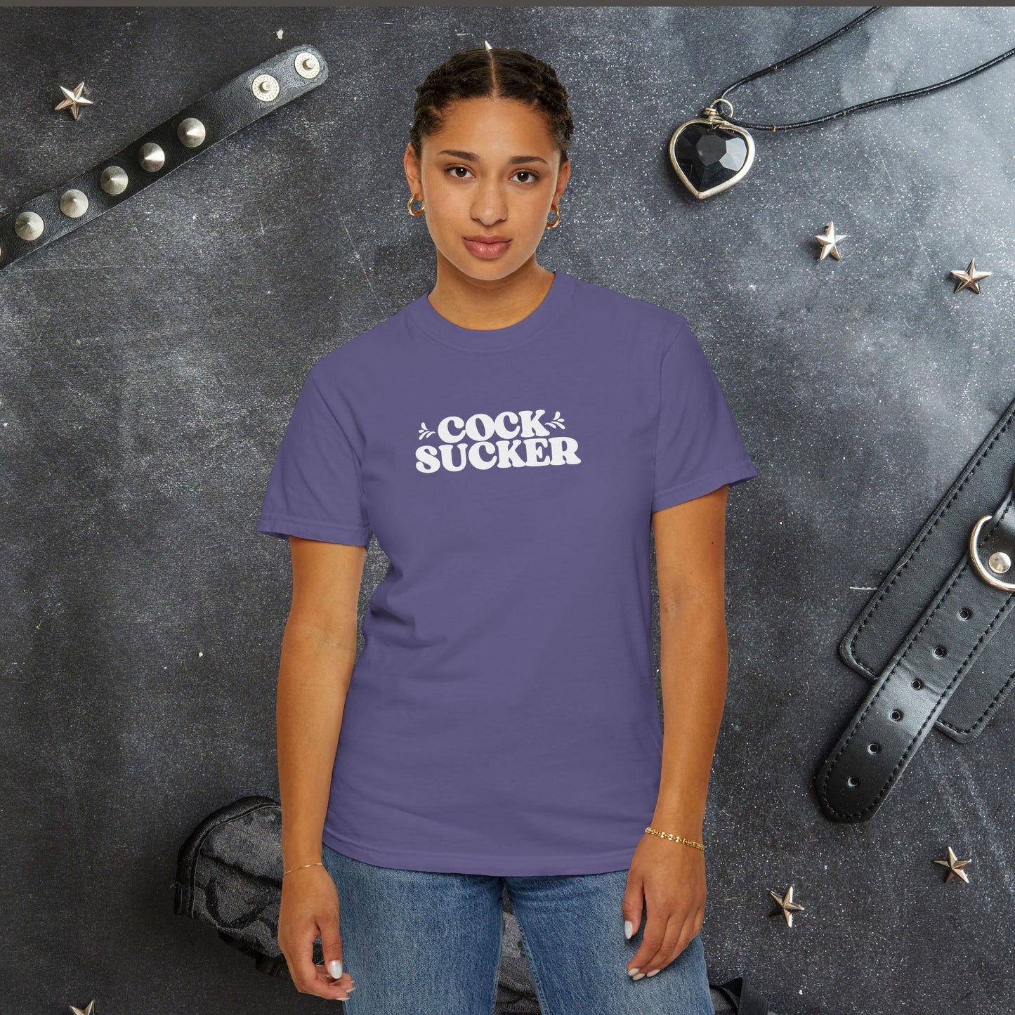 C*ck Sucker Offensive Ladies Comfort Colors T-Shirt – Hot Wife NSFW Party Tee