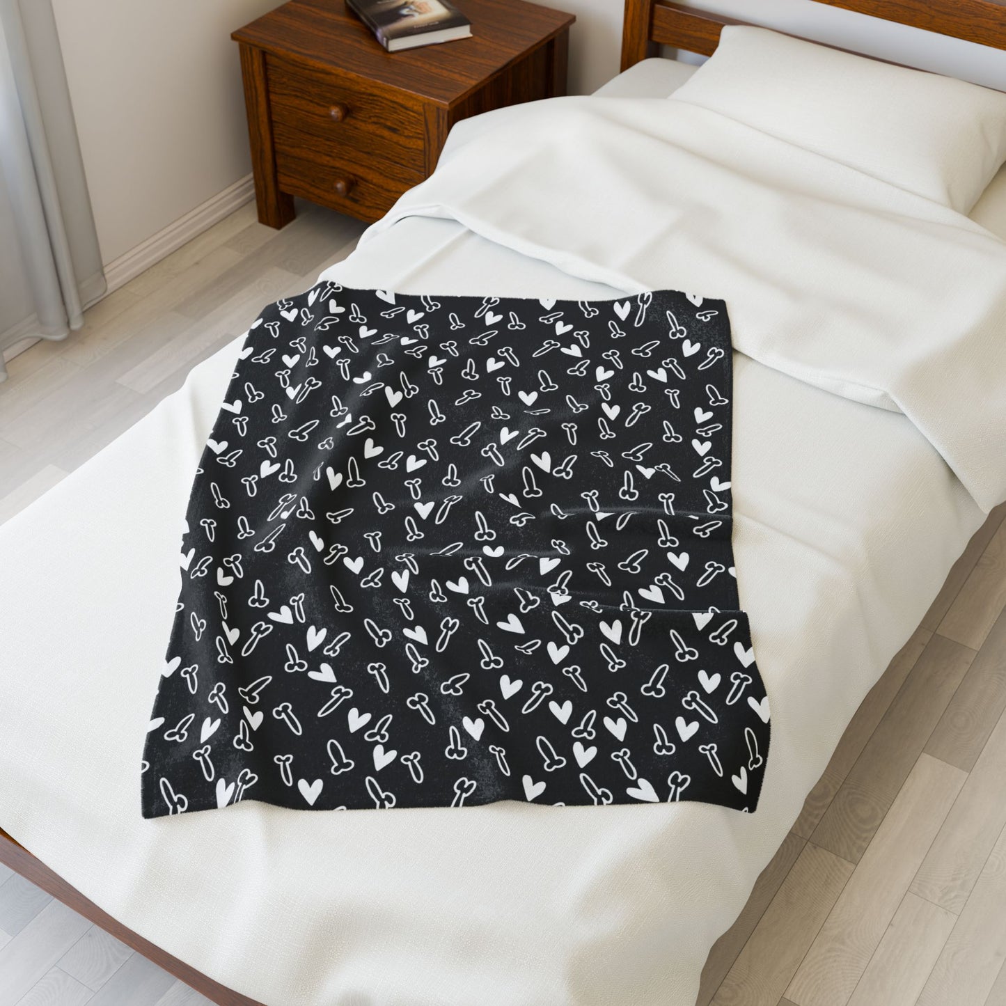 Funny and Cute Black and White Penis Plush blanket