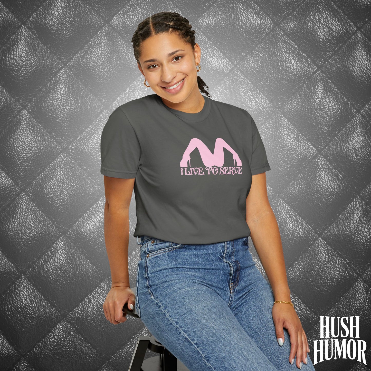 I Live to Serve Submissive T-Shirt | BDSM Kink Shirt for Women Pink graphic tee