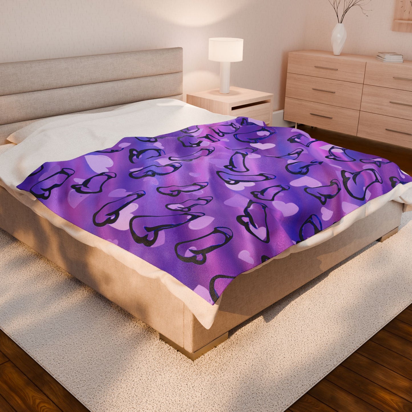 Penis Lover Purple Penis Blanket Gift, Offensive Gag Gift, Rude Adult C*ck Blanket, Naughty Velveteen Plush Blanket