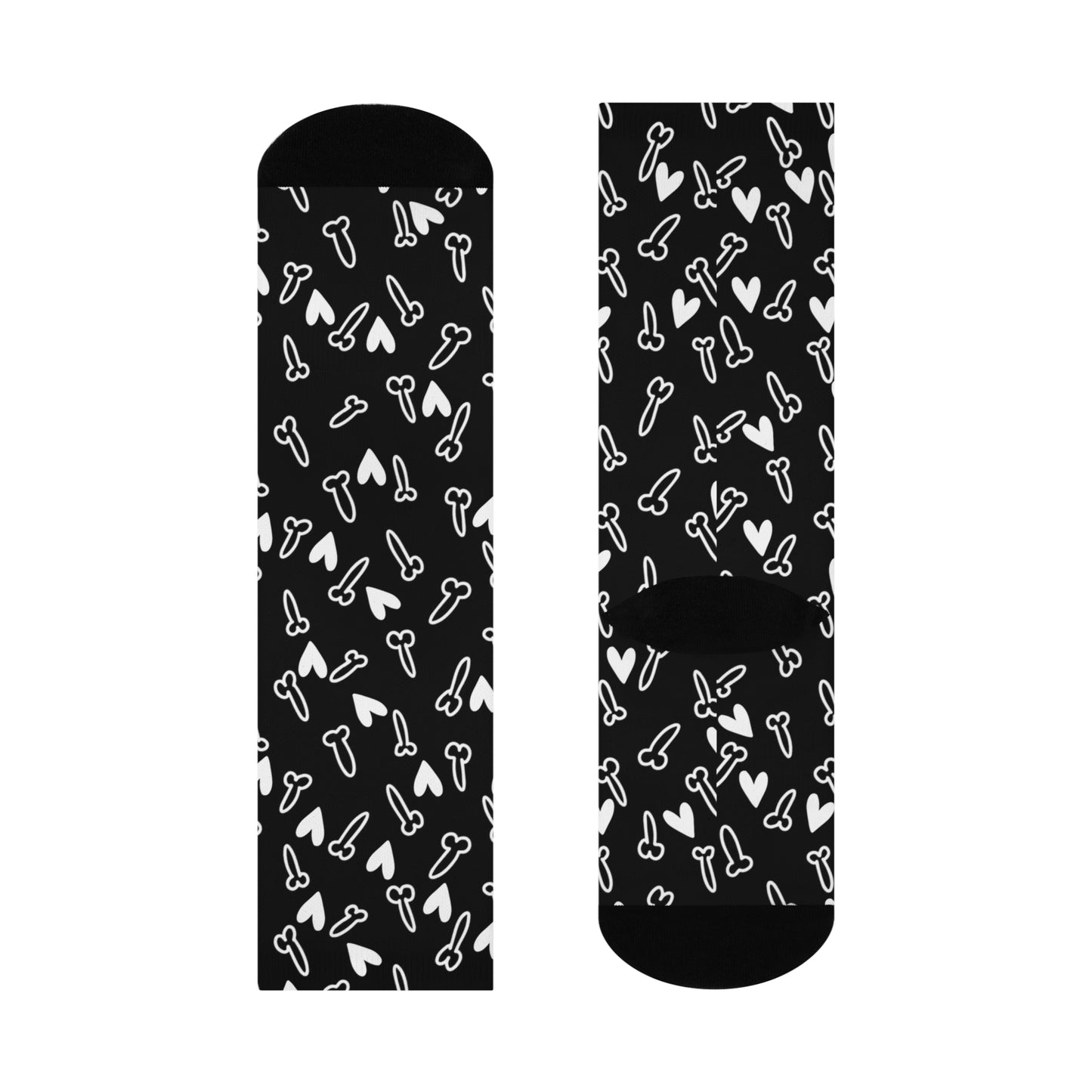 Cheeky Funny Socks – Socks with C*cks with white Hearts Cushioned Crew Socks, Valentine’s Day Gag Gift, Adult Novelty Humor