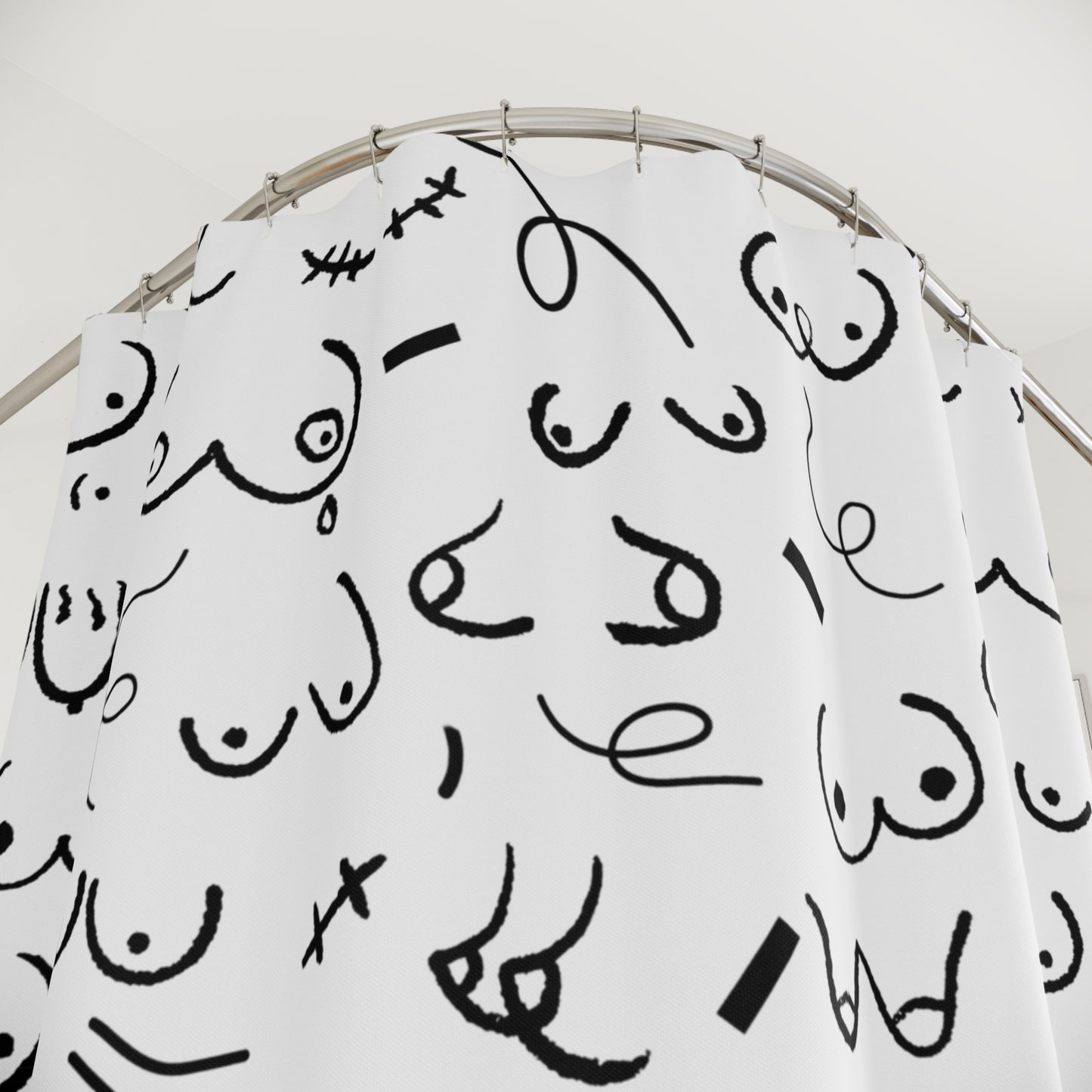 Boobs Shower Curtain – Funny Modern Bathroom Decor, Aesthetic Titty Shower Curtain