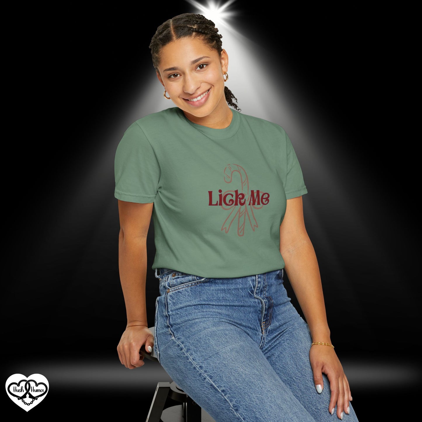 Lick Me Candy Cane Christmas Tee – Funny Adult Holiday Party Shirt