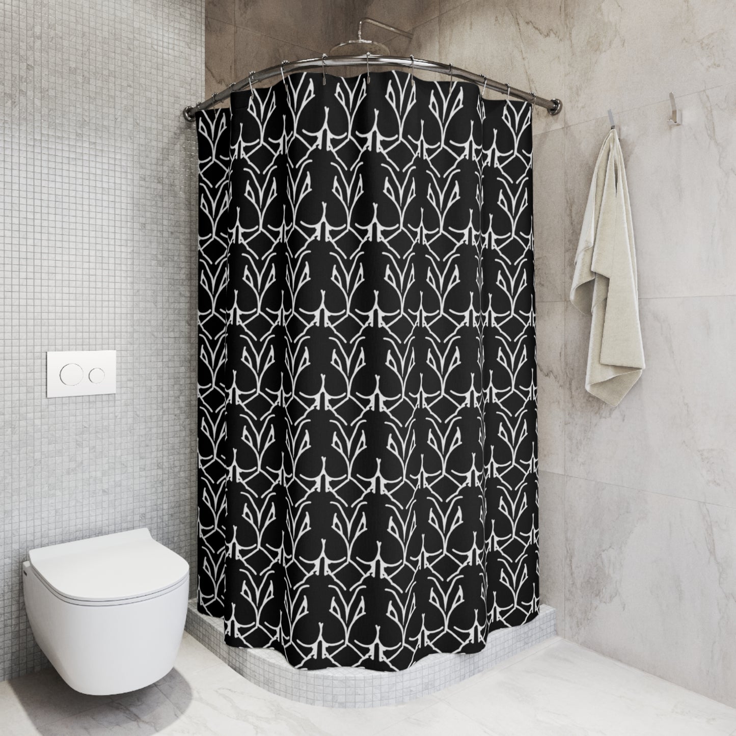 Sexy Sex POV Shower Curtain, Black & White Naughty Bathroom Decor, Modern Funny Design, Adult Humor Gift, Unique Couples Home Decoration,