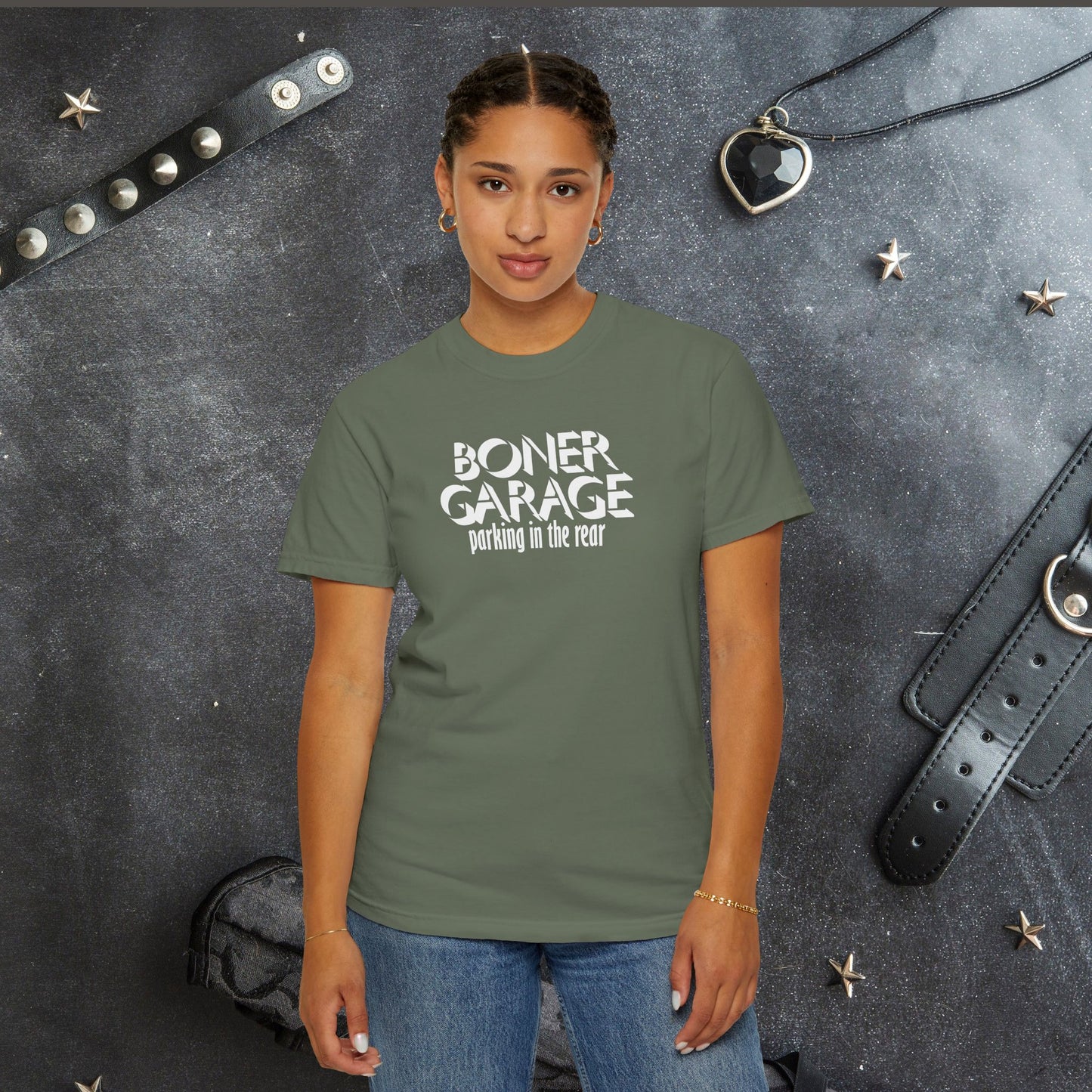 Boner Garage Parking in the Rear Naughty Women’s T-Shirt – Offensive Summer Party Tee, Funny Hot Mom Gift