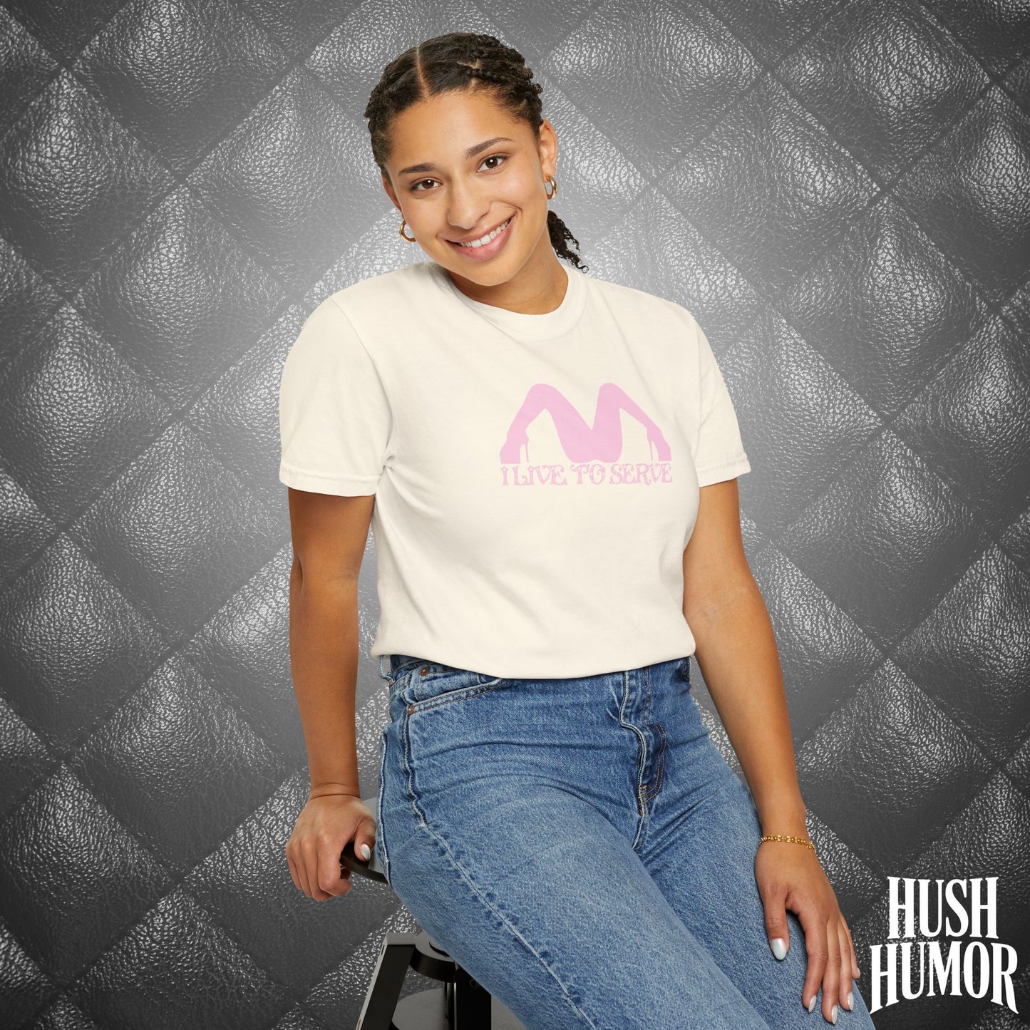 I Live to Serve Submissive T-Shirt | BDSM Kink Shirt for Women Pink graphic tee