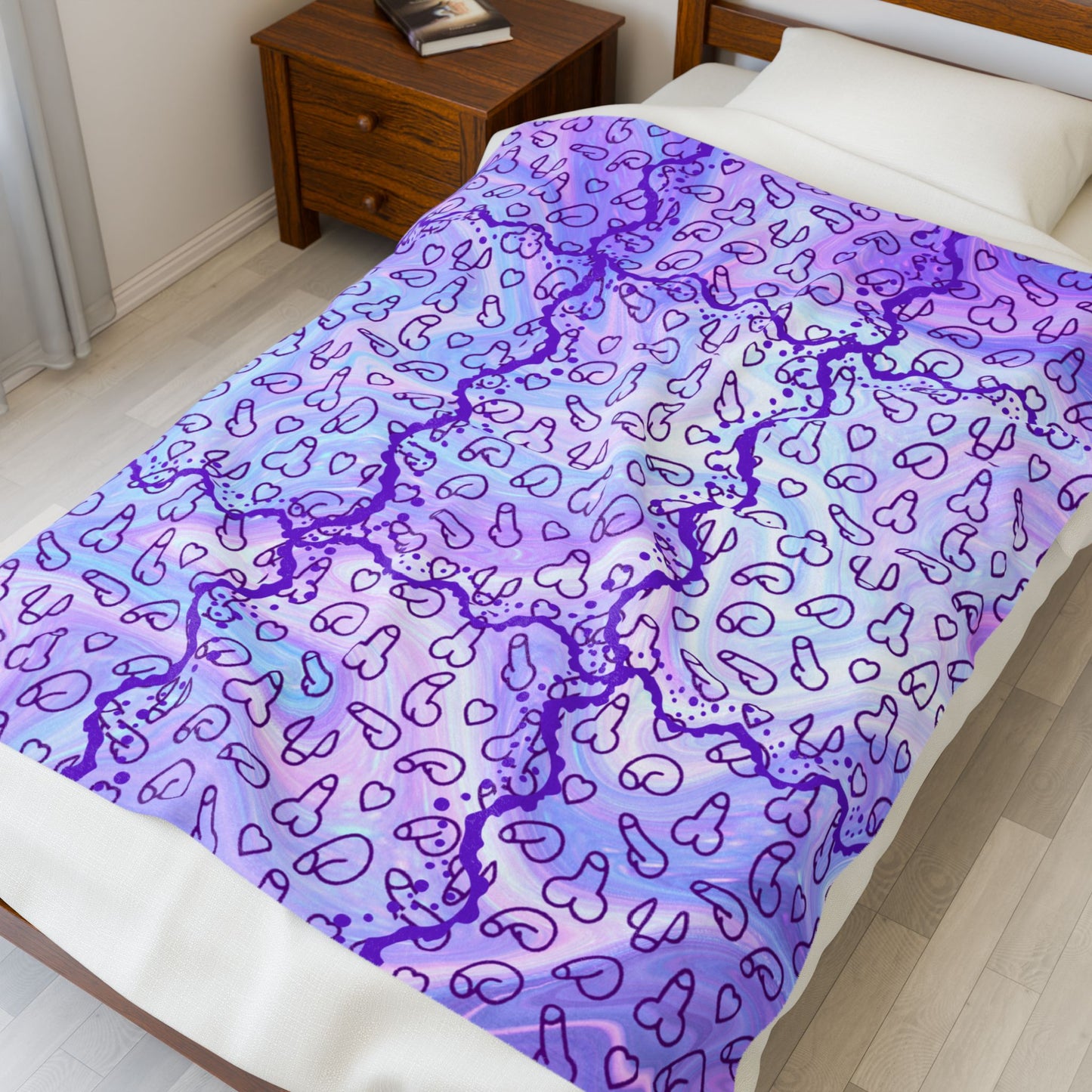 Purple Penis Blanket Gift Velveteen Plush Blanket,Fun Gag Gift, D*ck Gift, C*ck Blanket