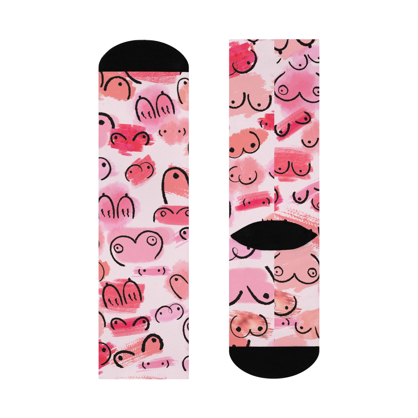 Funny Adult Titties Boob Socks – Lesbian & Gay Girl Gift, Naughty Crew Socks, Hilarious Boobie Admirer Cushioned Novelty Socks