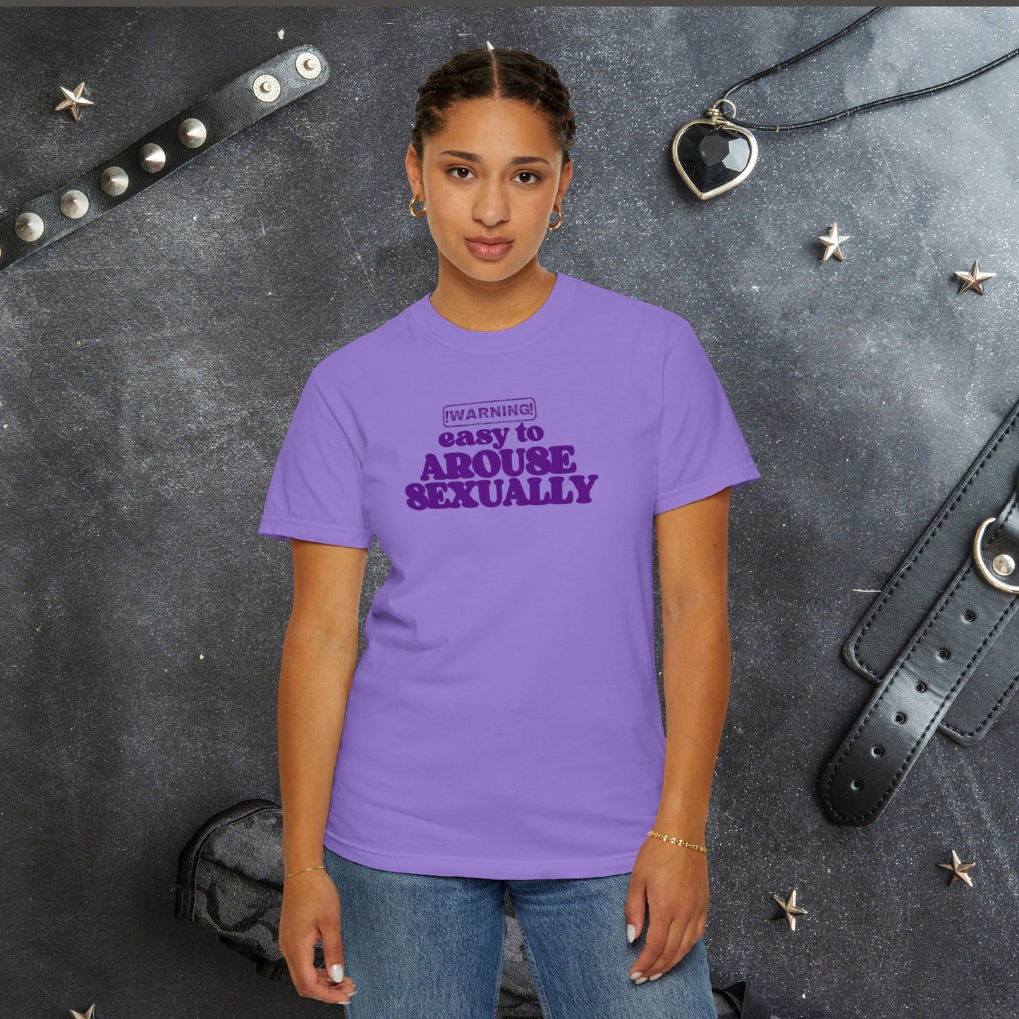 Naughty Girl Sexy T-Shirt – Comfort Colors Hot Wife Tee, Inappropriate NSFW Party Top, Easy to Arouse Unisex Garment-Dyed Shirt