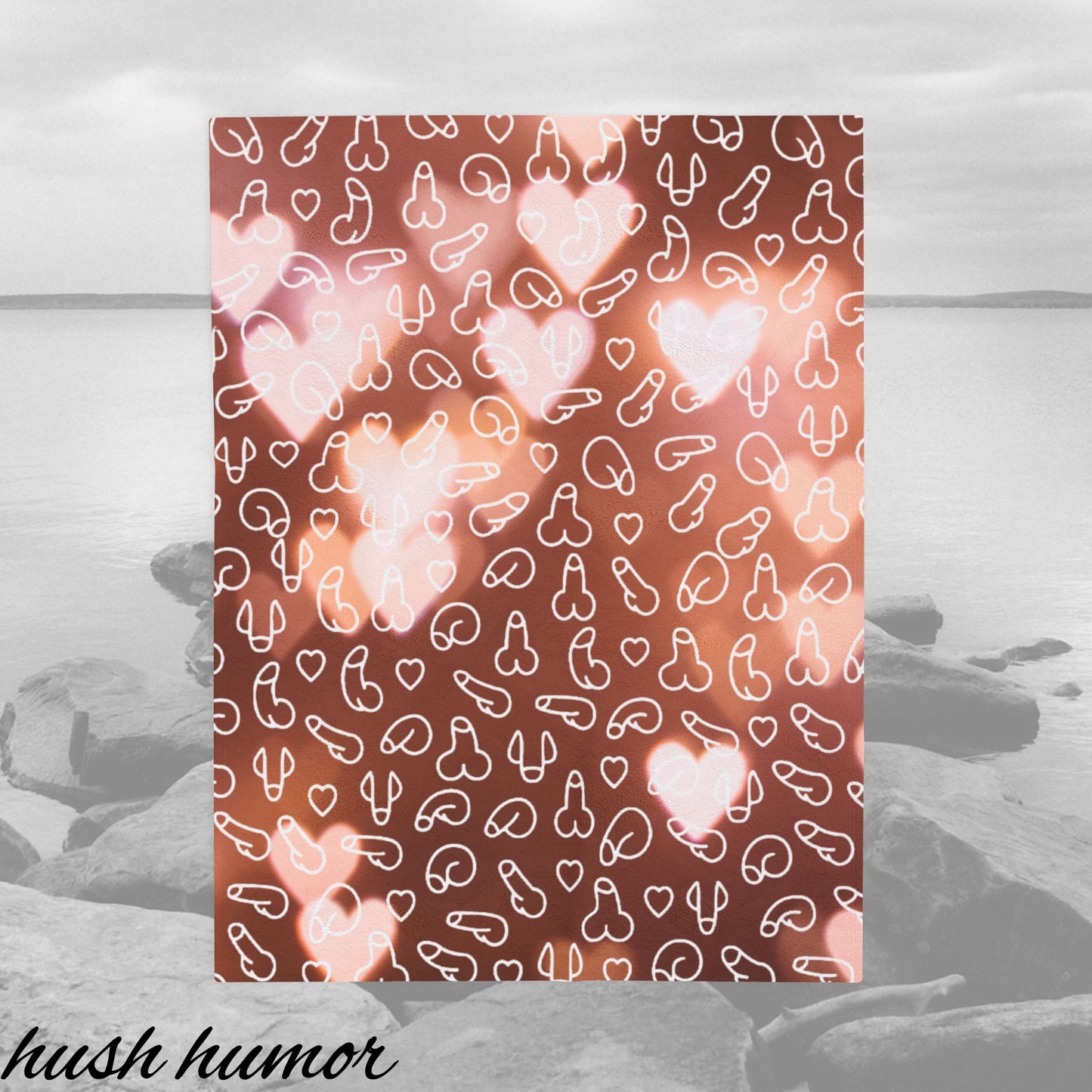 Soft Plush penis and glowing hearts blanket humorous cozy d*ck blanket gag gift soft warm dong throw