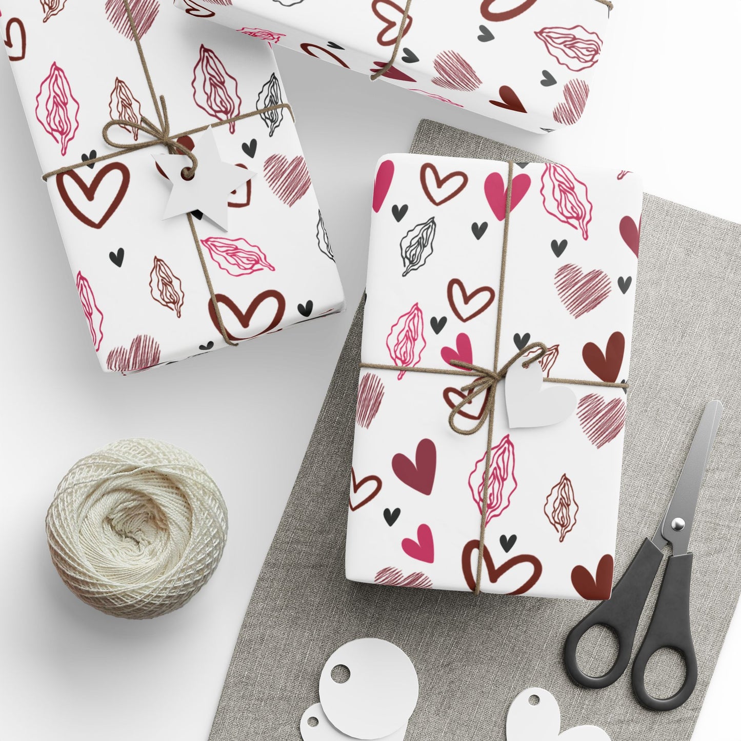 Sexy Vagina Heart Wrapping Paper β Naughty Lesbian Gift Wrap for Bachelorettes, Feminist Gifts & Adult Occasions