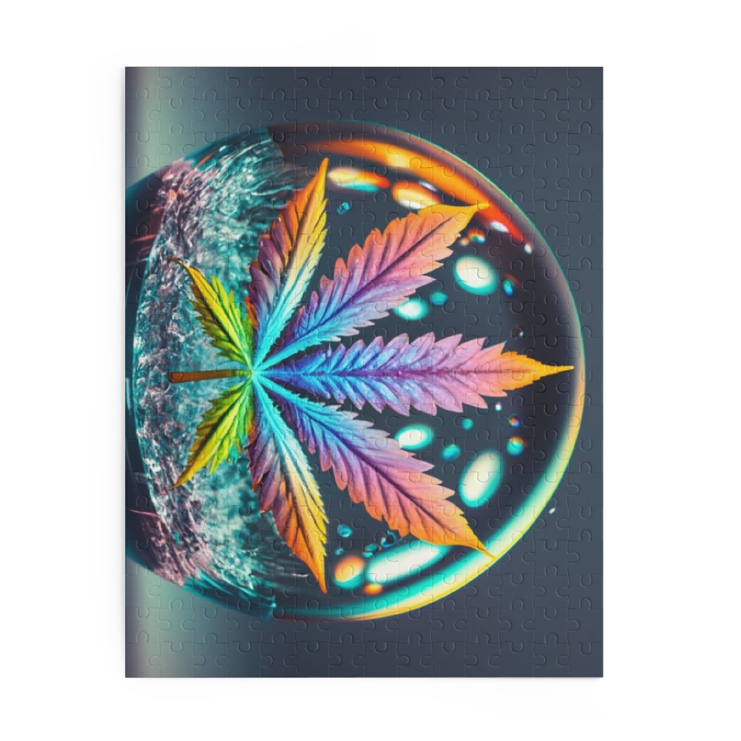 Psychedelic Leaf Tripping in a Glass Orb – Vibrant Adult Jigsaw Puzzle