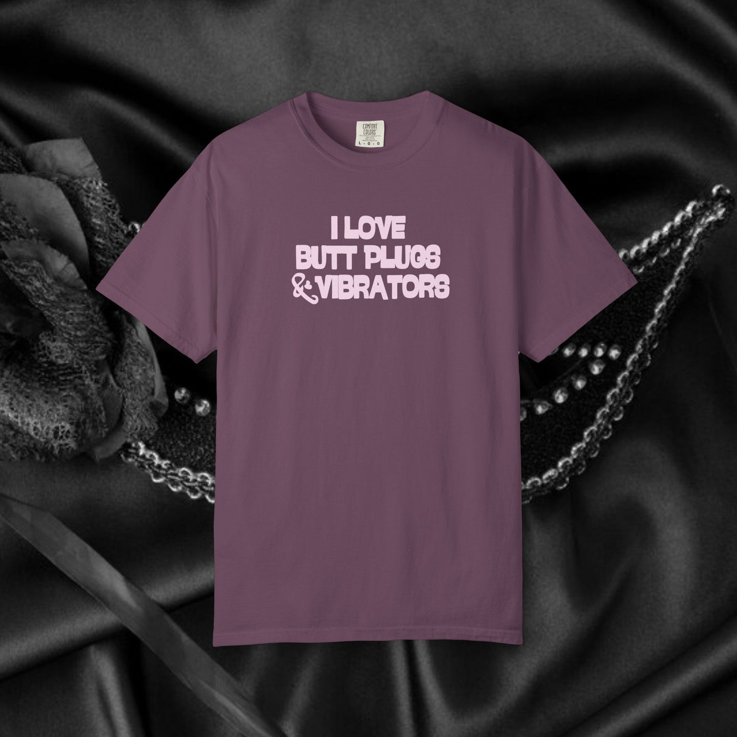 Naughty Women's Comfort Colors T-shirt, Funny Butt Plug & Vibrator Tee, Risque Party Apparel