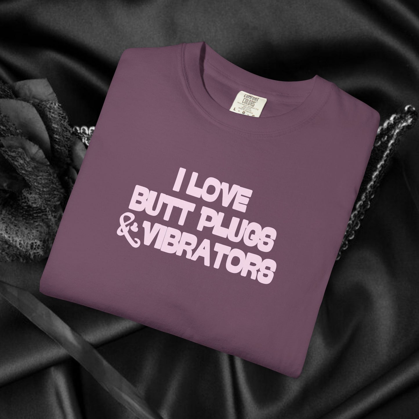 Naughty Women's Comfort Colors T-shirt, Funny Butt Plug & Vibrator Tee, Risque Party Apparel