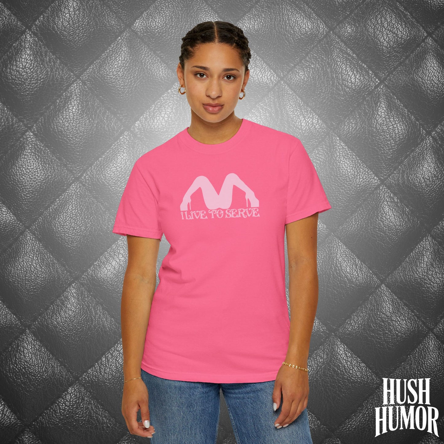 I Live to Serve Submissive T-Shirt | BDSM Kink Shirt for Women Pink graphic tee