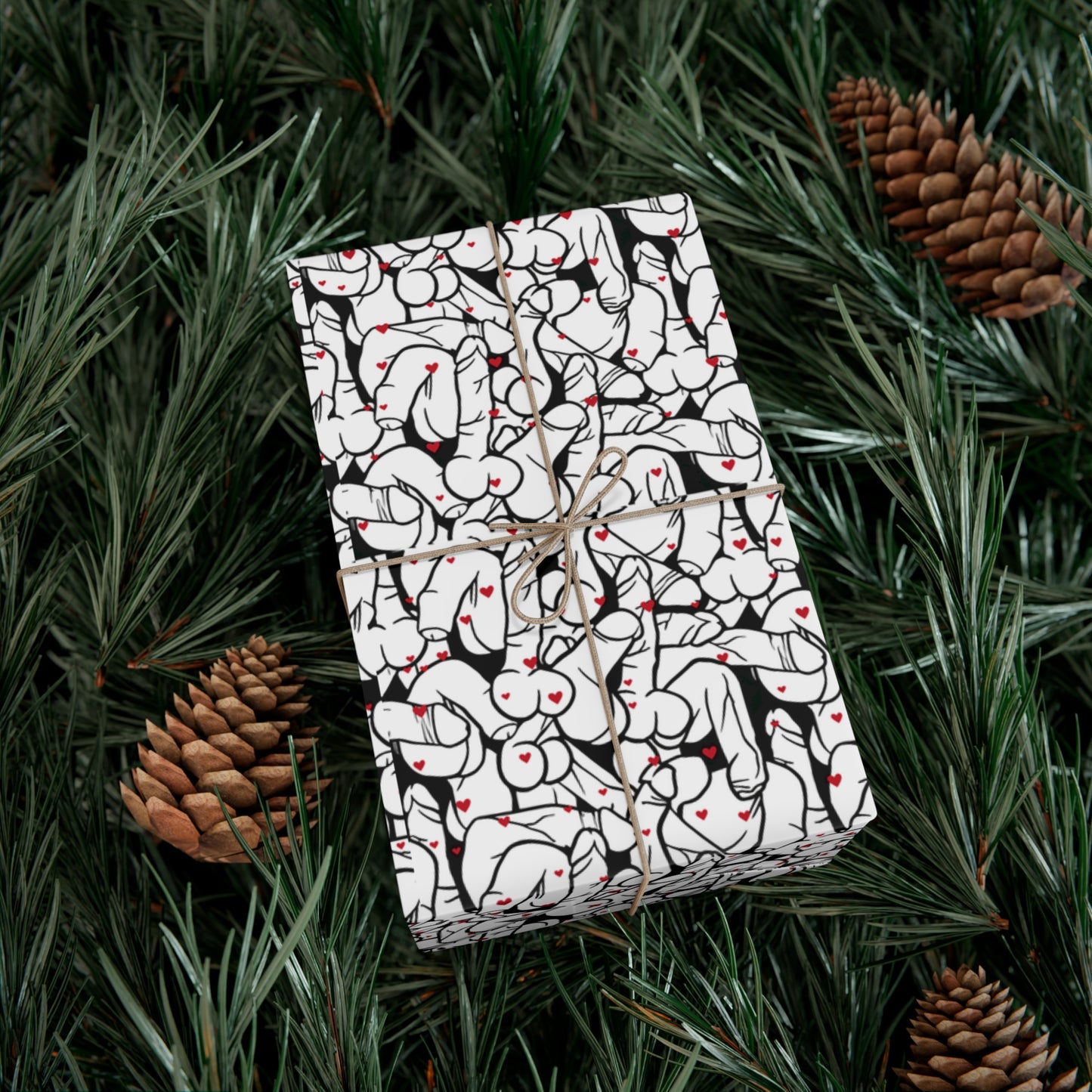 Black & White Penis Wrapping Paper – Funny Adult Willy Gift Wrap, Cute C*ck Gag Gift Paper