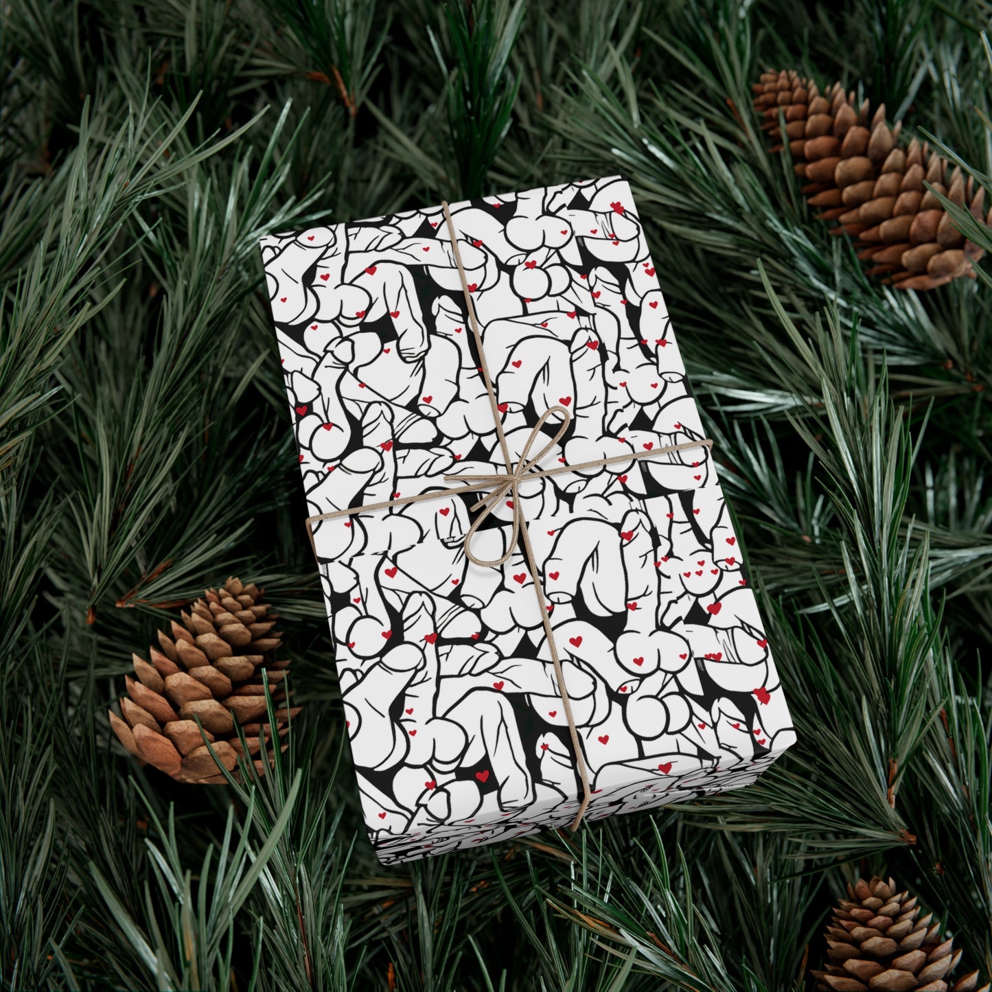 Black & White Penis Wrapping Paper – Funny Adult Willy Gift Wrap, Cute C*ck Gag Gift Paper