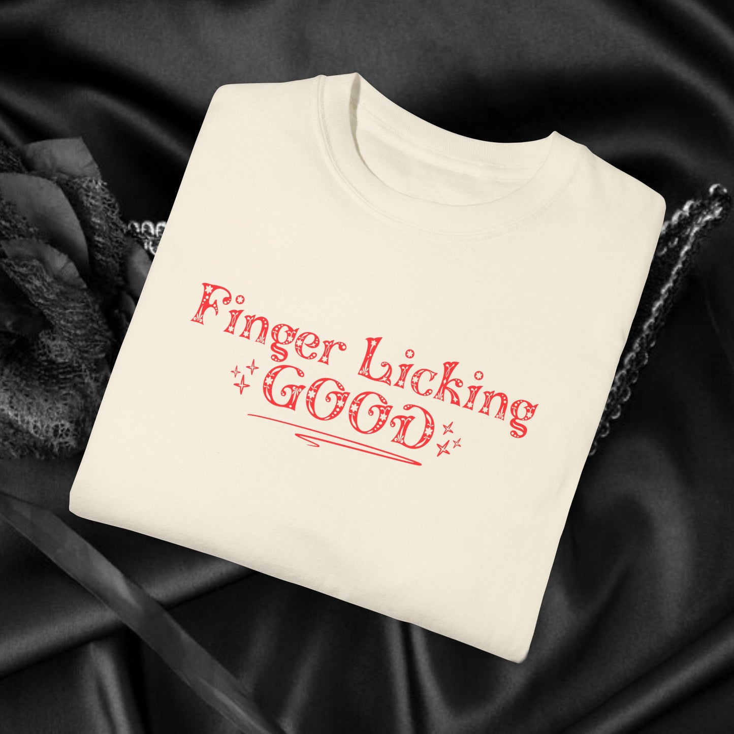 Finger Licking Good Naughty Women’s T-Shirt – Funny Comfort Colors Tee, Inappropriate Adult Humor Gift