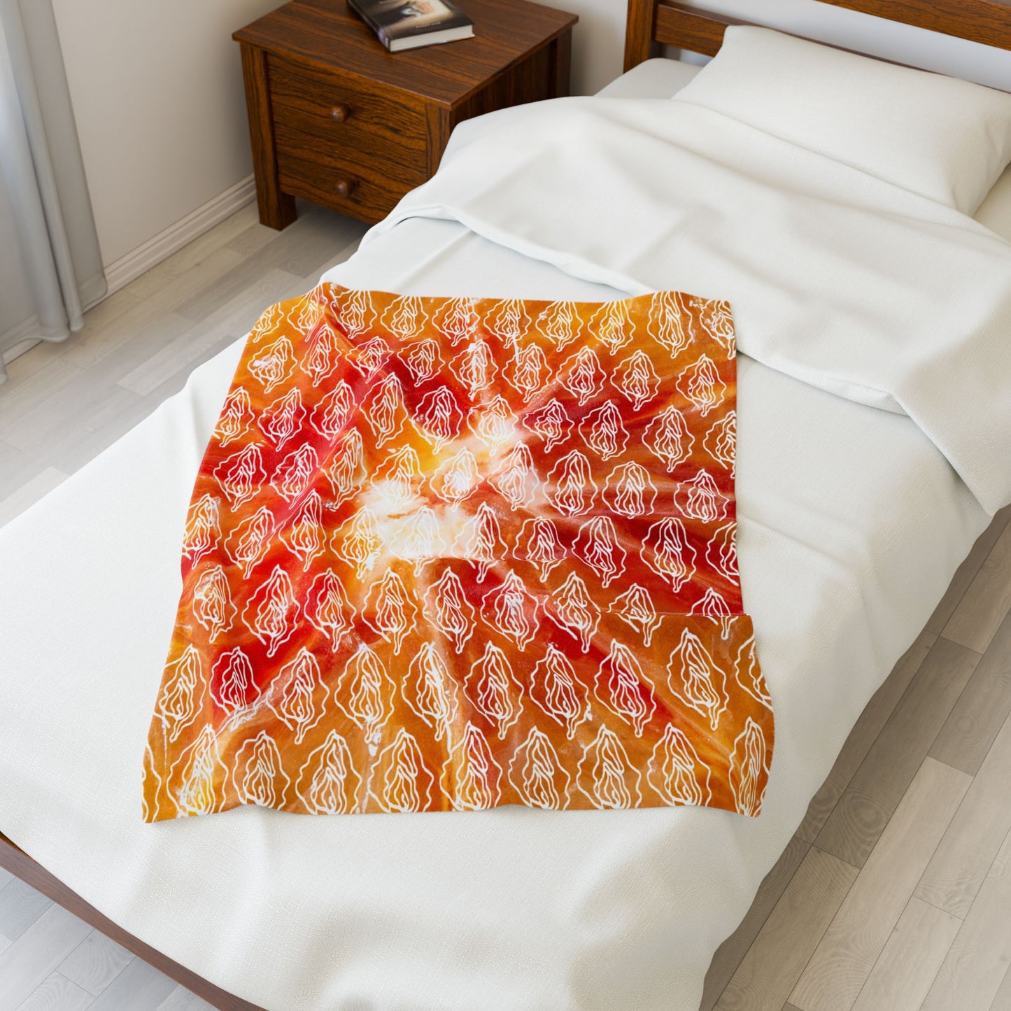 Firey Vagina Plush Blanket, Vagina Print, Sexy Feminist gift, Lesbian Bachelorette Gift