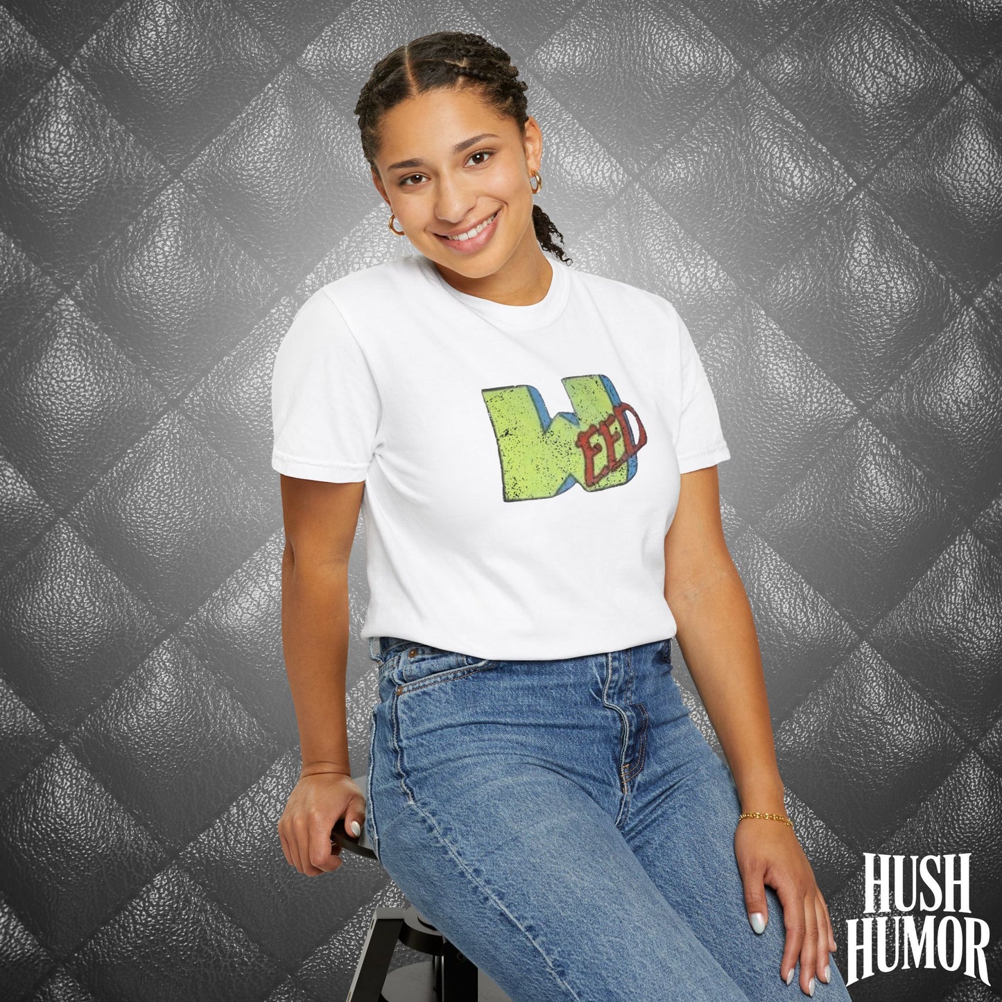 WEED Retro Graphic Tee | Stoner Girl Shirt, Funny Marijuana Meme Gift