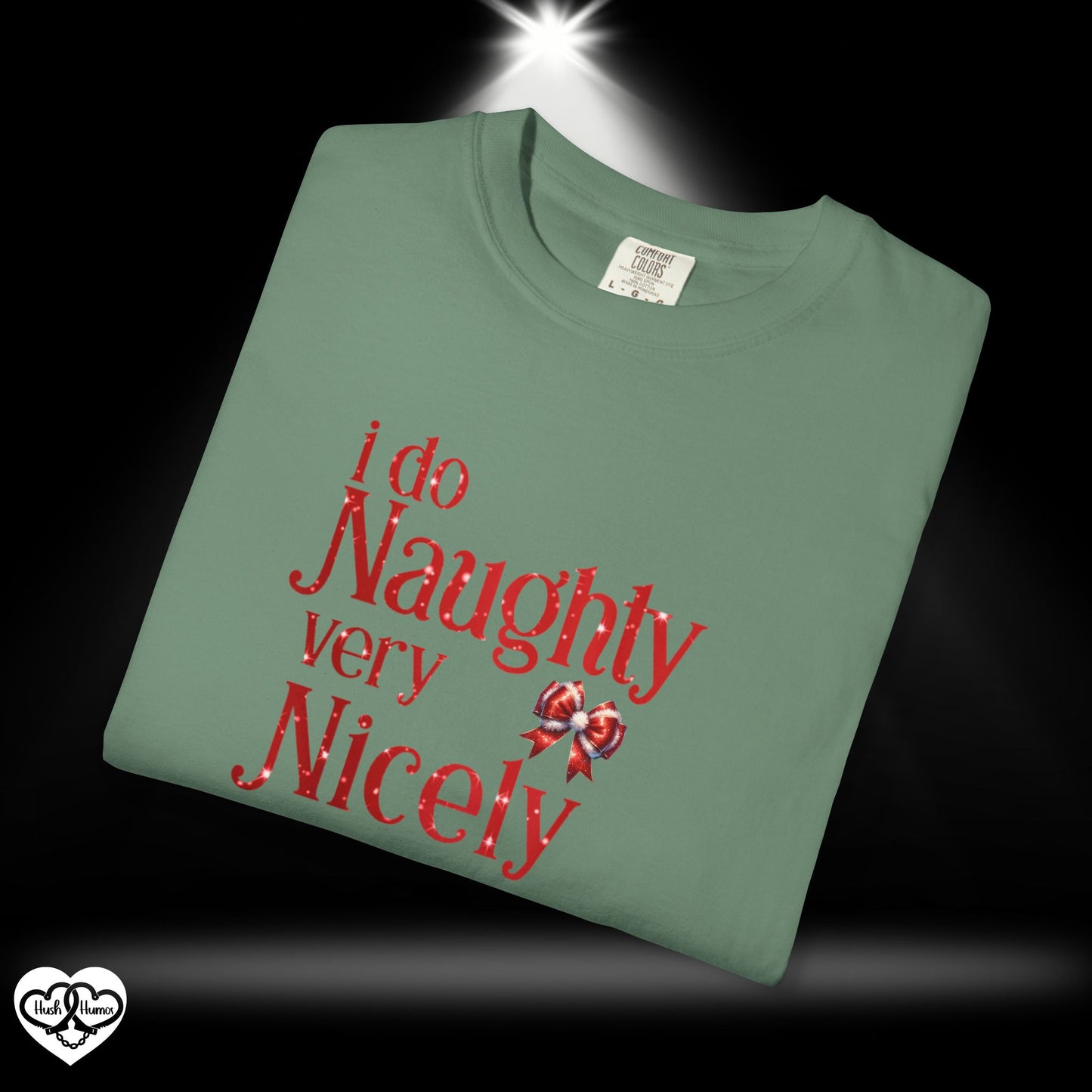 I Do Naughty Very Nicely Christmas Tee – Funny Adult Holiday Party Shirt