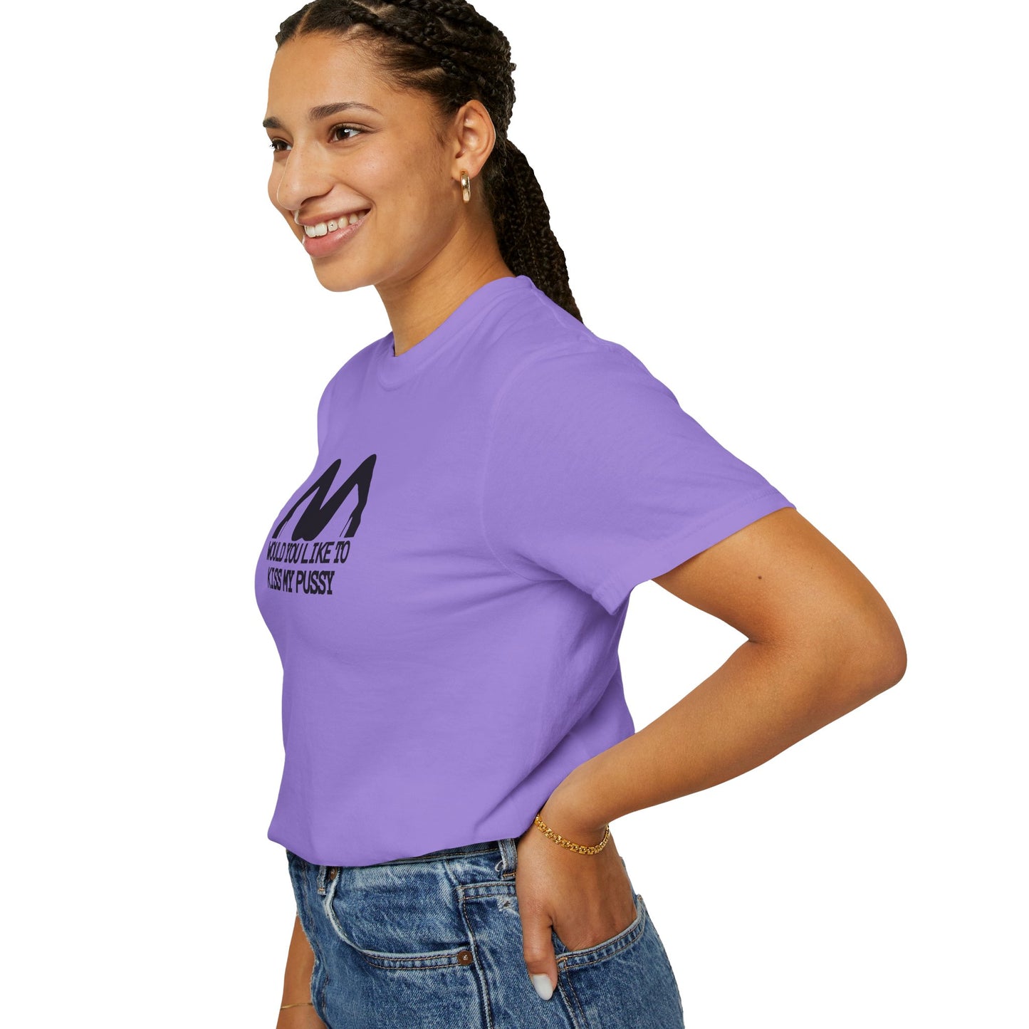 Would You Like to Kiss My P*ssy funny Ladies T-Shirt, Inappropriate NSFW Comfort Color Pepper tee