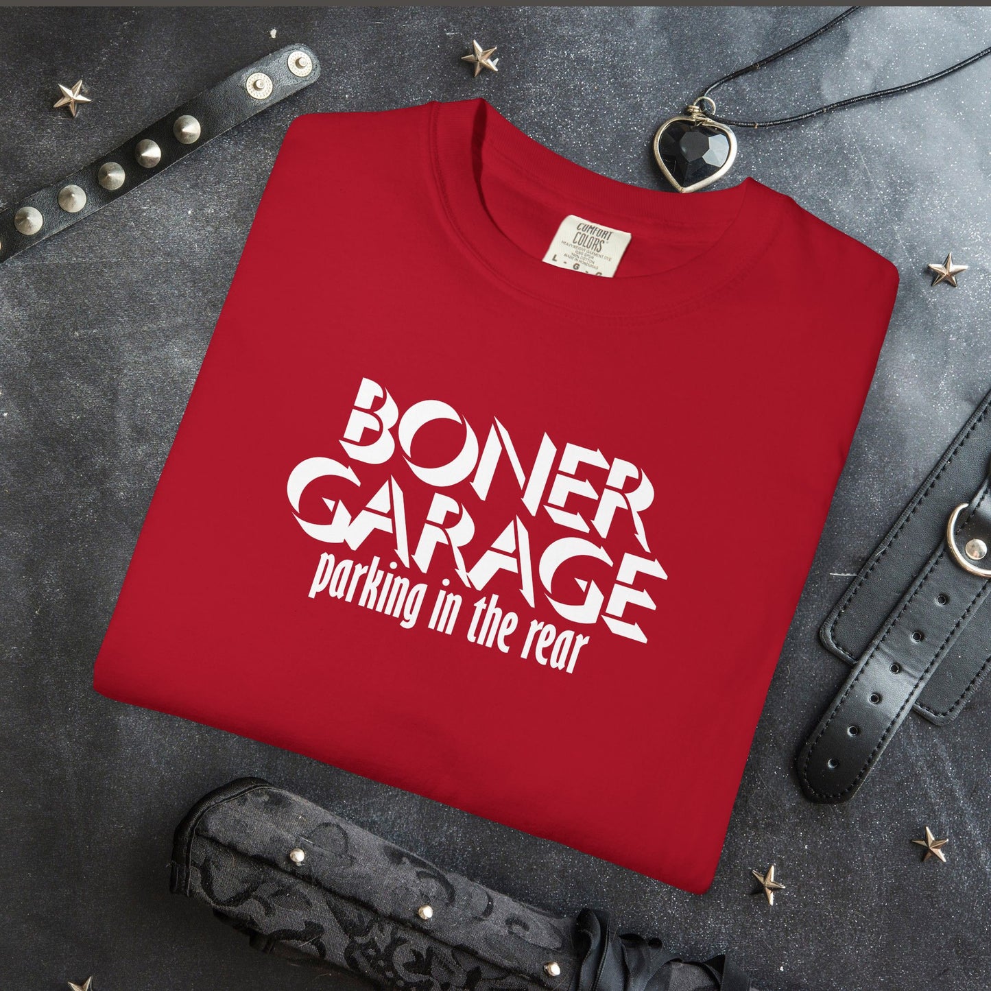 Boner Garage Parking in the Rear Naughty Women’s T-Shirt – Offensive Summer Party Tee, Funny Hot Mom Gift