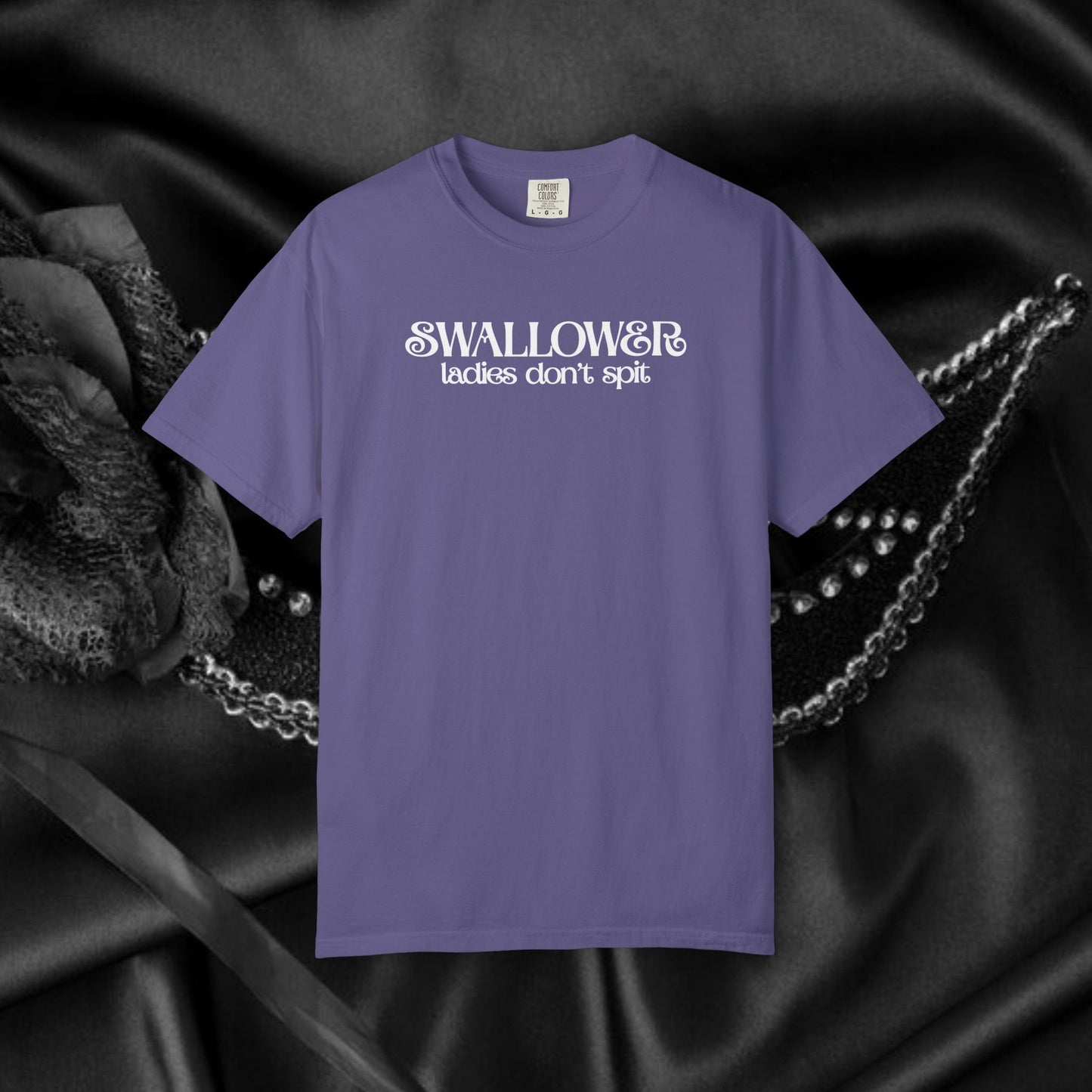 Naughty Swallower T-Shirt – Funny Oral Sex Tee for Women – Dirty Adult Humor Gift